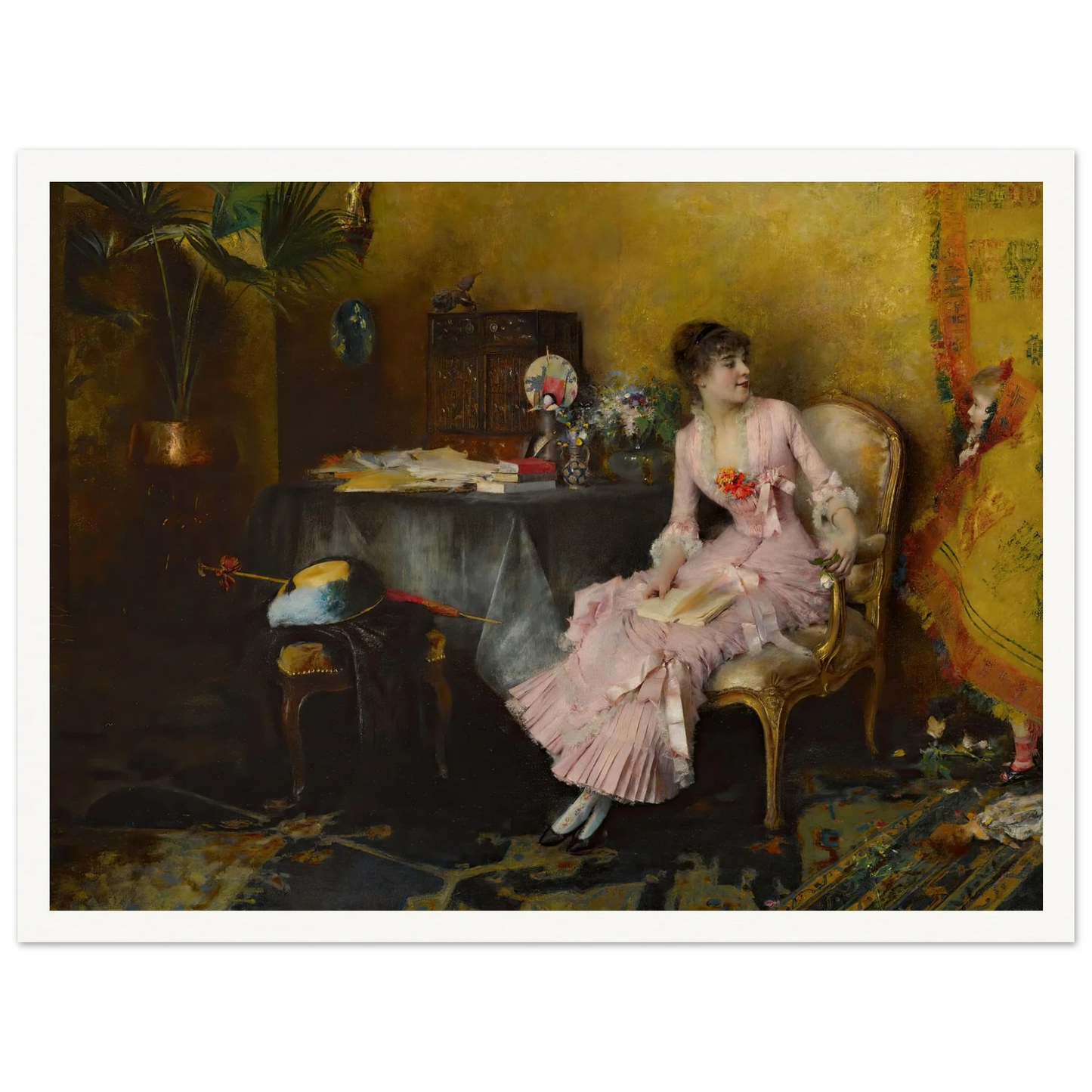 Jeune Femme En Rose Avec Son Enfant (1882) Art Print | Pascal Adolphe Jean Dagnan Bouveret-Quipham Collections