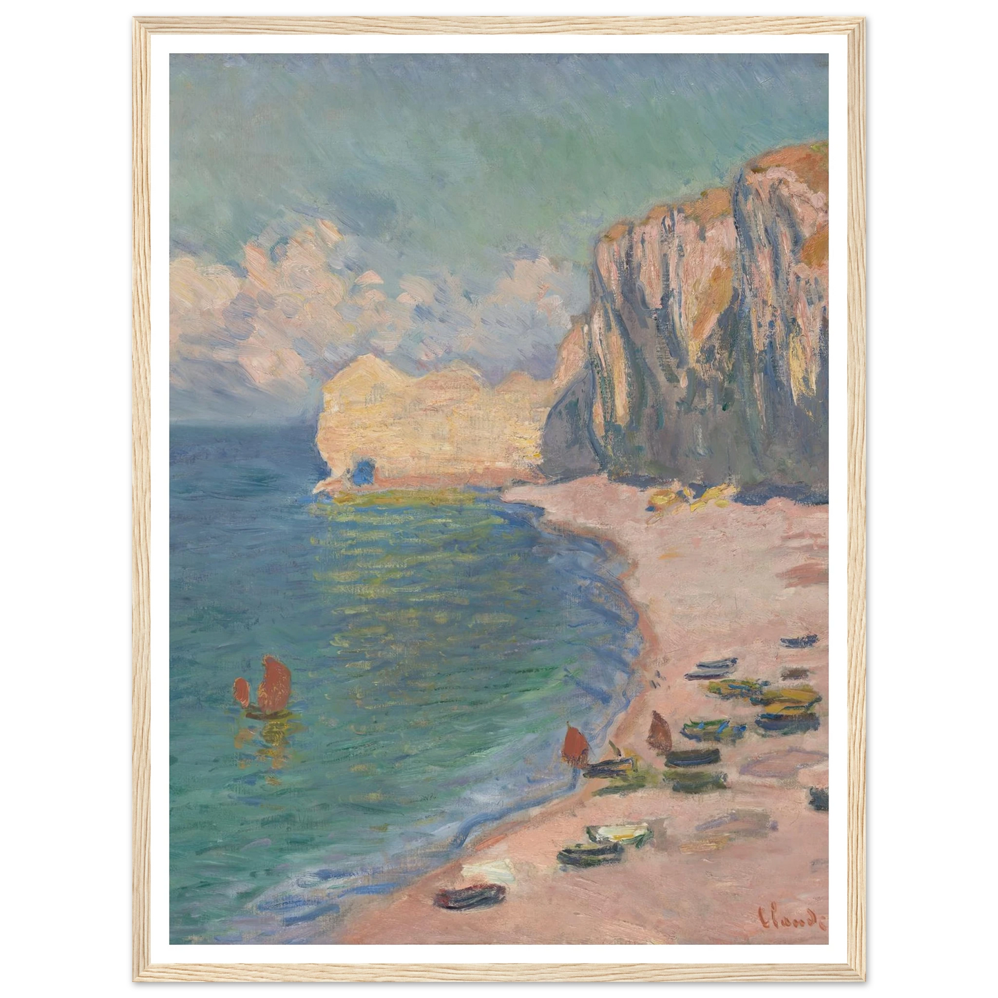 Étretat, The Beach and the Falaise d’Amont (1885) Art Print | Claude Monet-Quipham Collections
