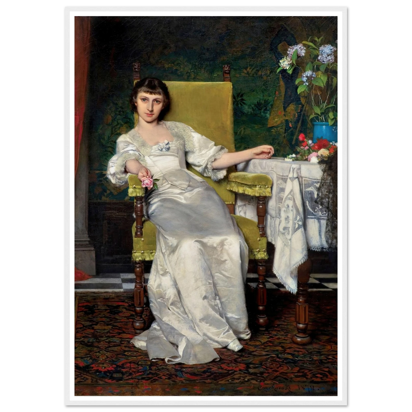 A lady with rose (1879) Art Print | Wladyslaw Czachorski-Quipham Collections