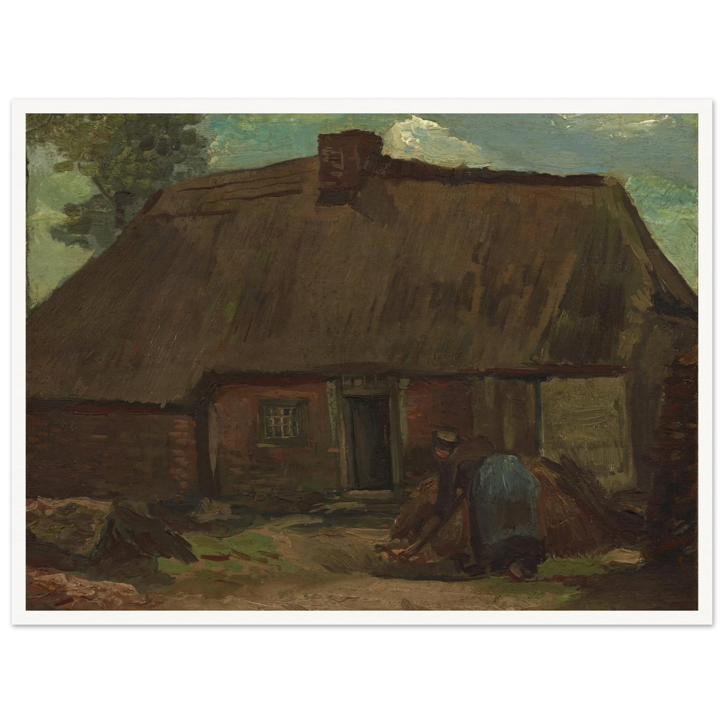 Cottage with Peasant Woman Digging (1885) Art Print | Vincent van Gogh-Quipham Collections