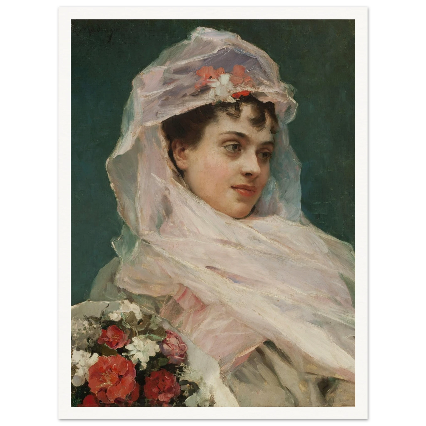 Aline Masson con tocado de gasa. (1880) Art Print | Raimundo de Madrazo y Garreta-Quipham Collections