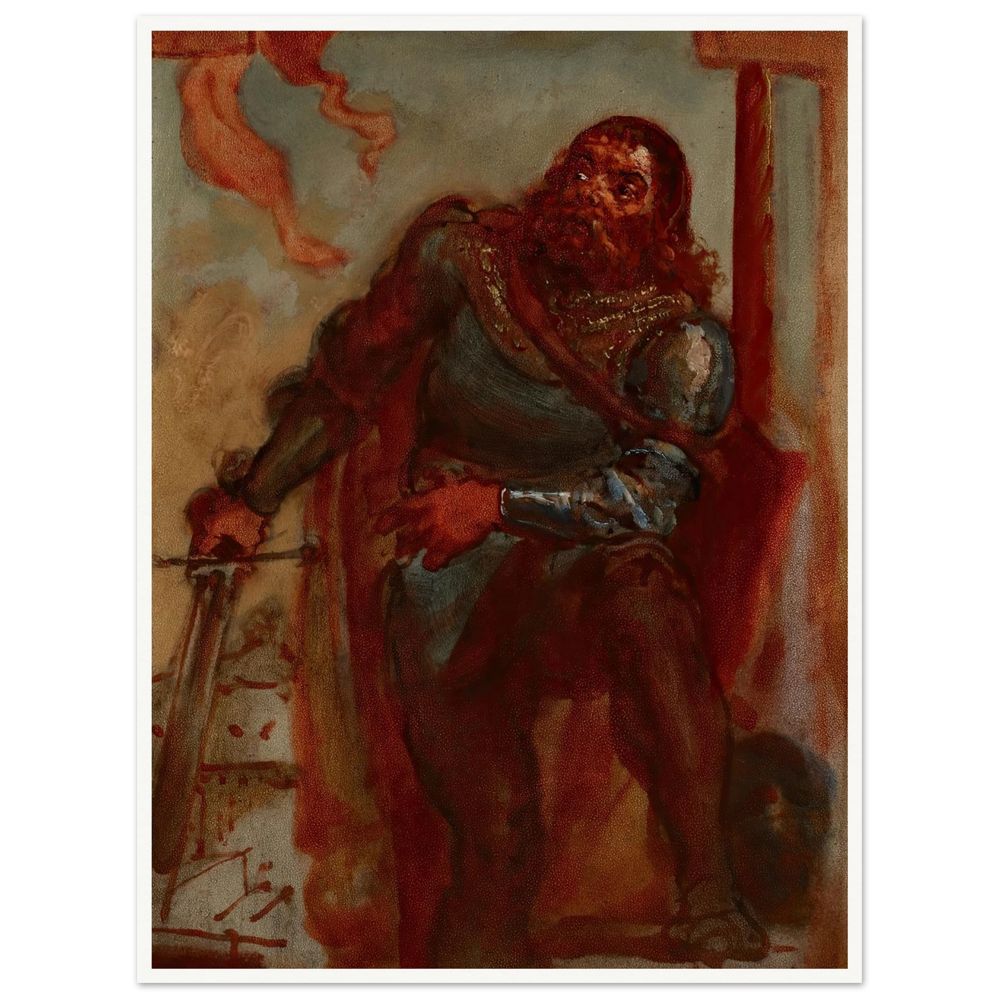 Sketch for the painting ‘Wacław Wilczek during the defence of the Benedictine monastery in Trzebice in Moravia in 1468 against Maciej Korwin’ (1876) Art Print | Jan Matejko-Quipham Collections