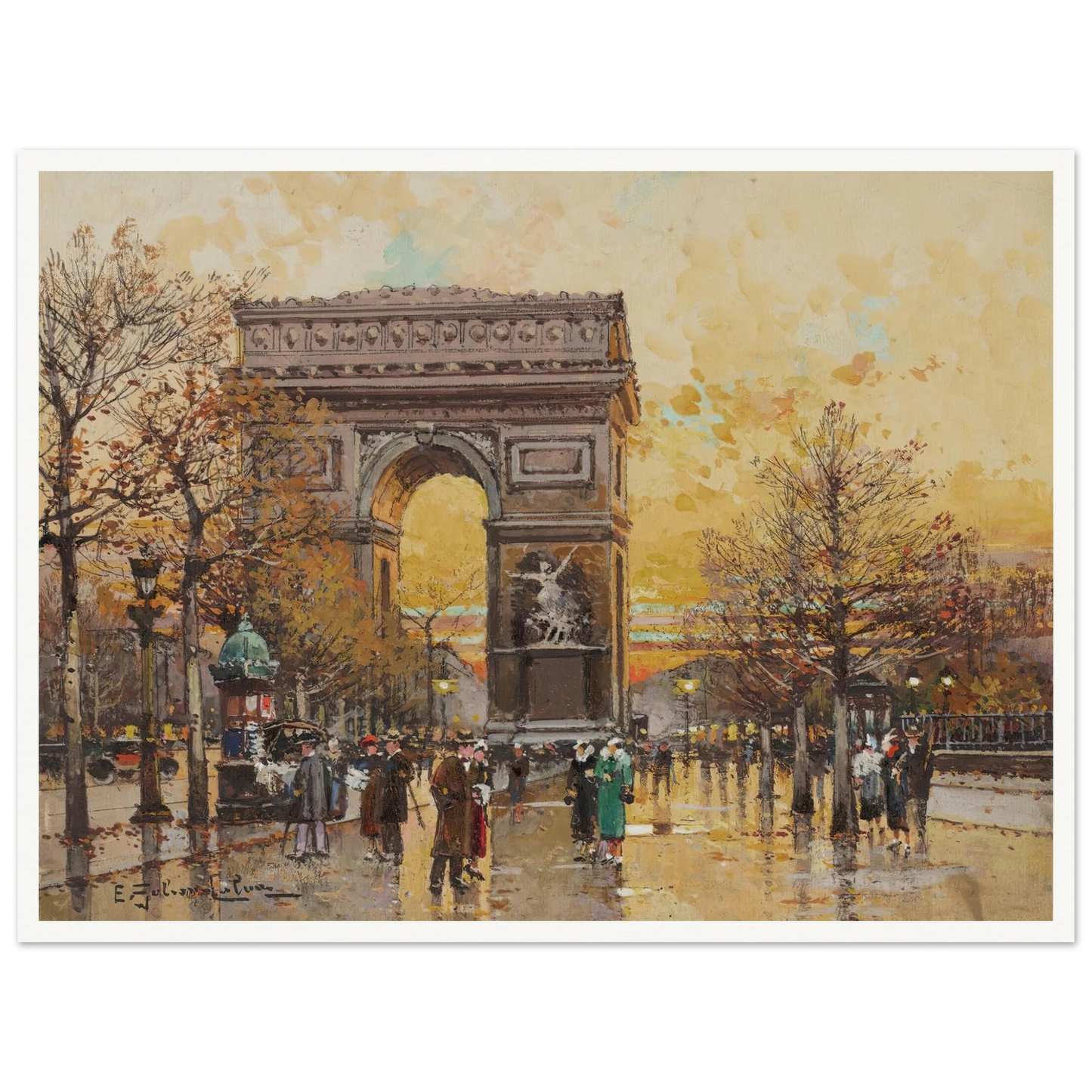 Arc de Triomphe in the Fall Art Print | Eugene Galien Laloue-Quipham Collections