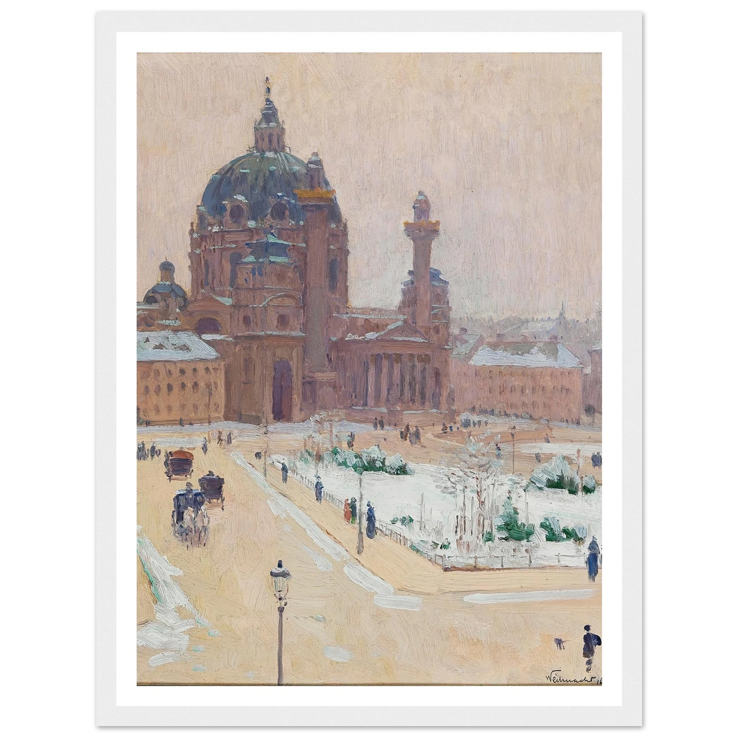 Church of St. Charles in winter Art Print | Carl Moll-Quipham Collections