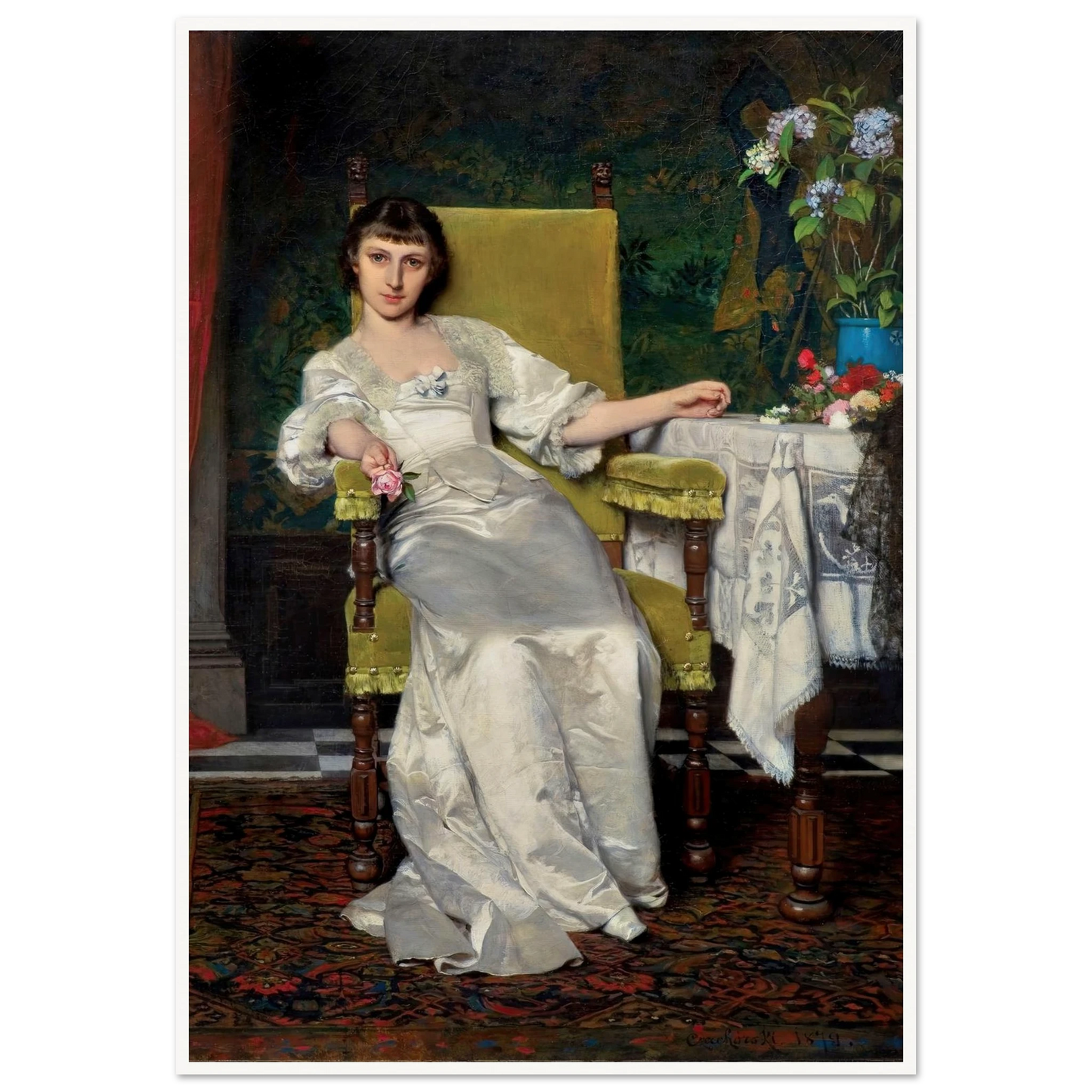 A lady with rose (1879) Art Print | Wladyslaw Czachorski-Quipham Collections