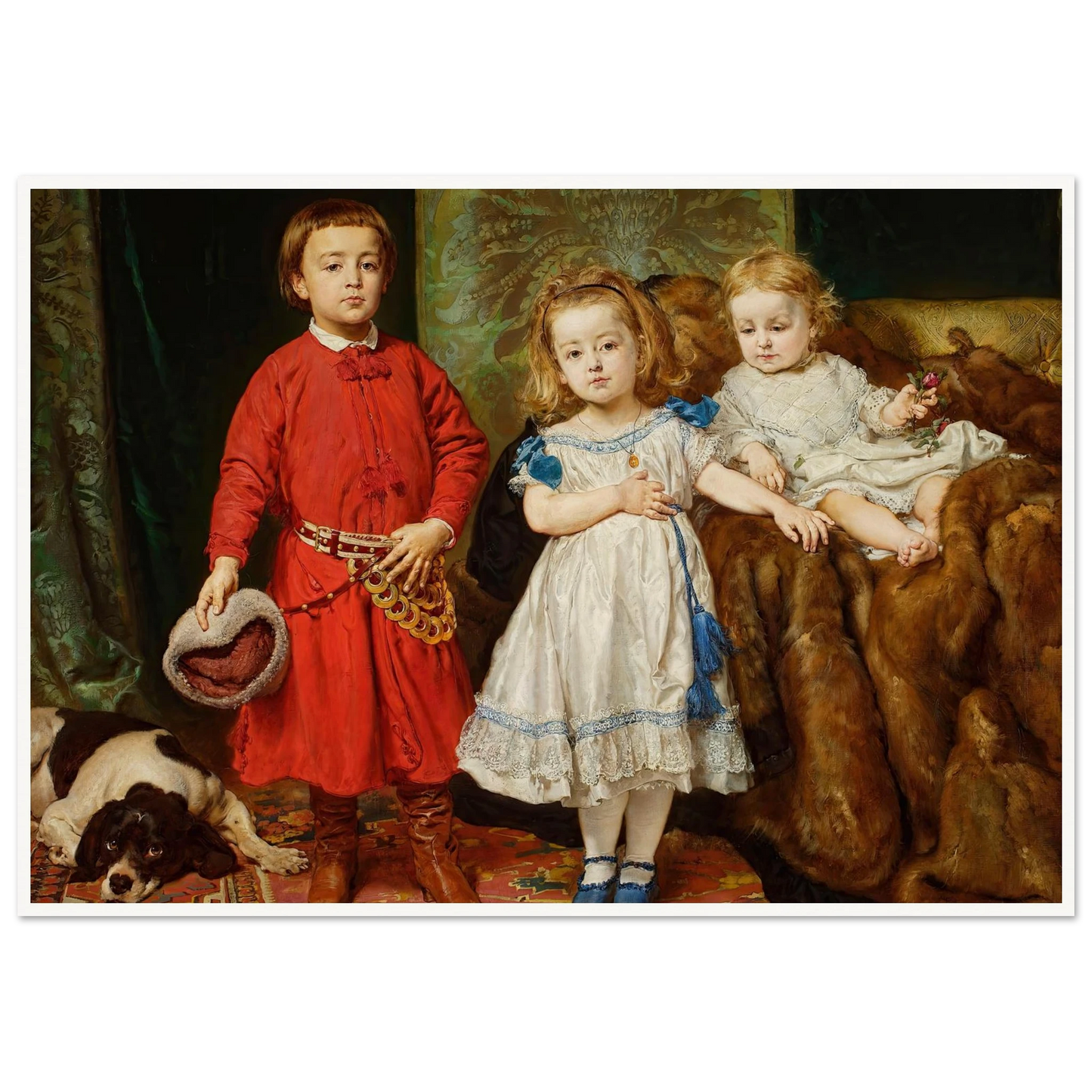 Portrait of artist’s three children, Tadeusz, Helena and Beata (1870) Art Print | Jan Matejko-Quipham Collections