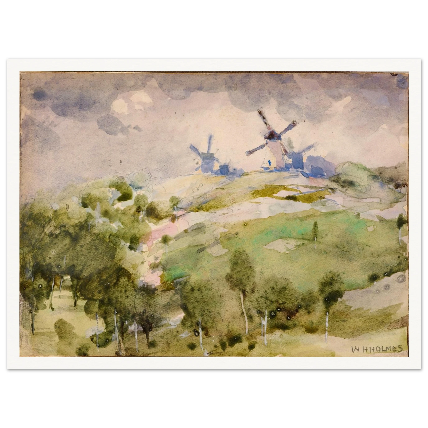 Windmills Art Print | William Henry Holmes-Quipham Collections