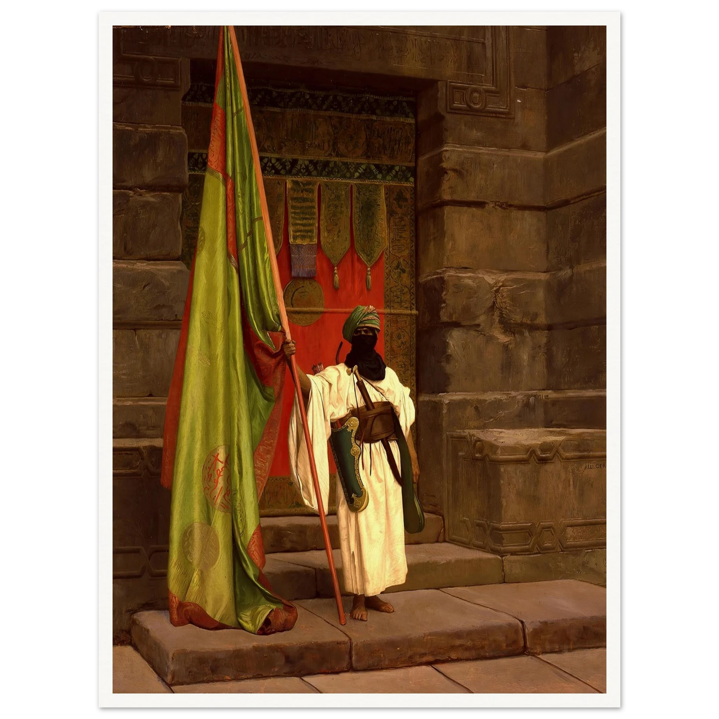The Standing Bearer, Unfolding The Holy Flag (1876) Art Print | Jean Leon Gerome-Quipham Collections