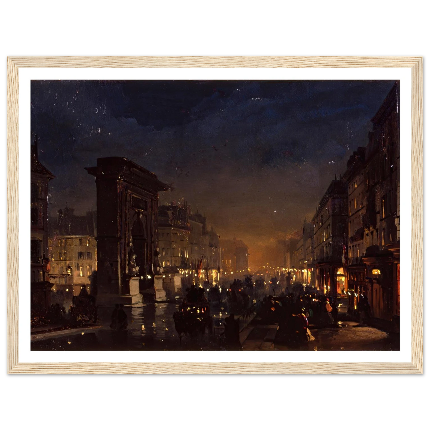 Boulevard et Porte Saint Denis, Olio su Cartoncino Intelato (1855) Art Print | Ippolito Caffi-Quipham Collections
