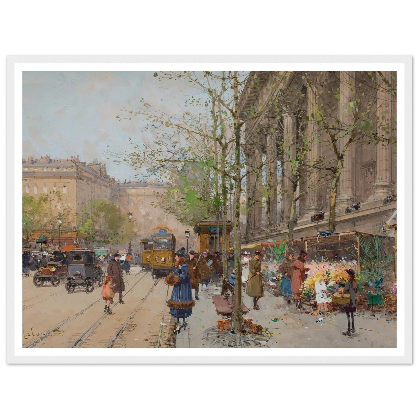 Marché aux fleurs Place de la Madeleine Art Print | Eugene Galien Laloue-Quipham Collections