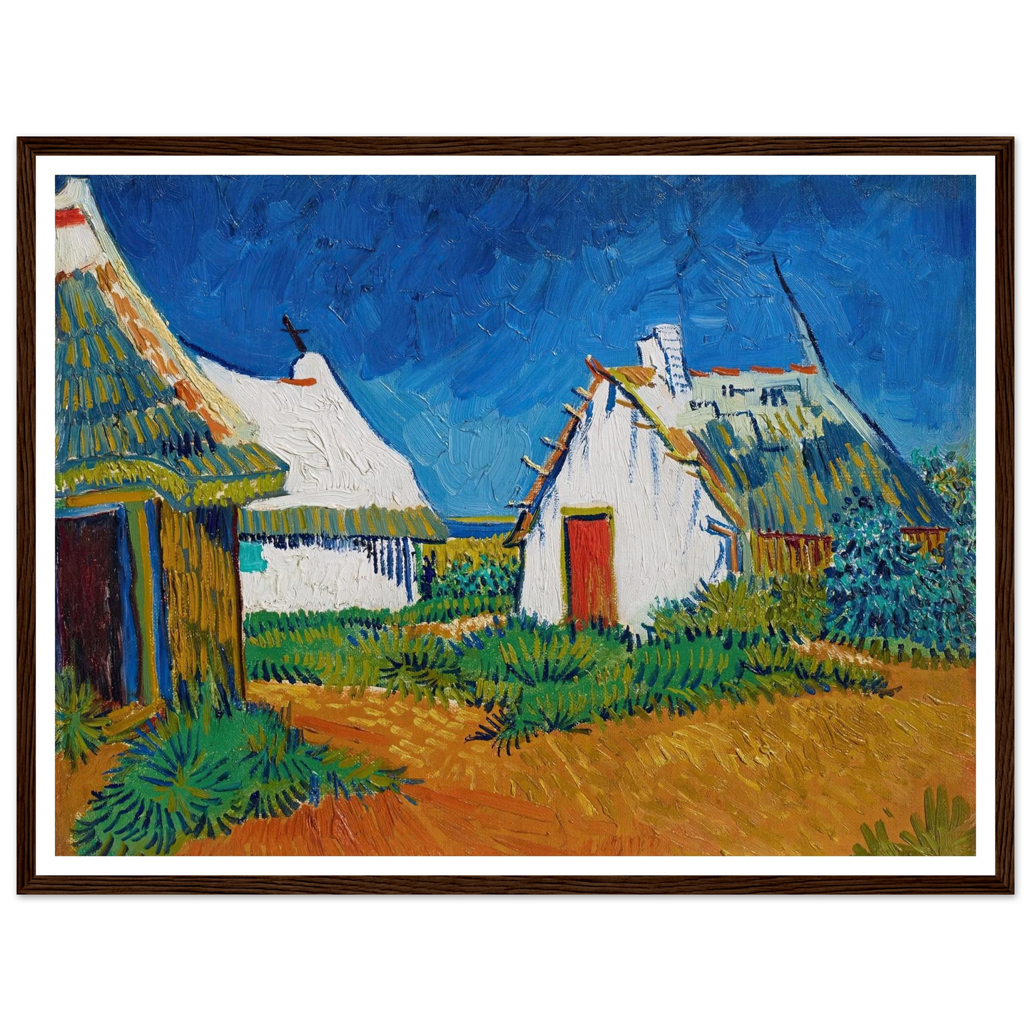 Three white cottages in Saintes-Maries (1888) Art Print | Vincent van Gogh-Quipham Collections