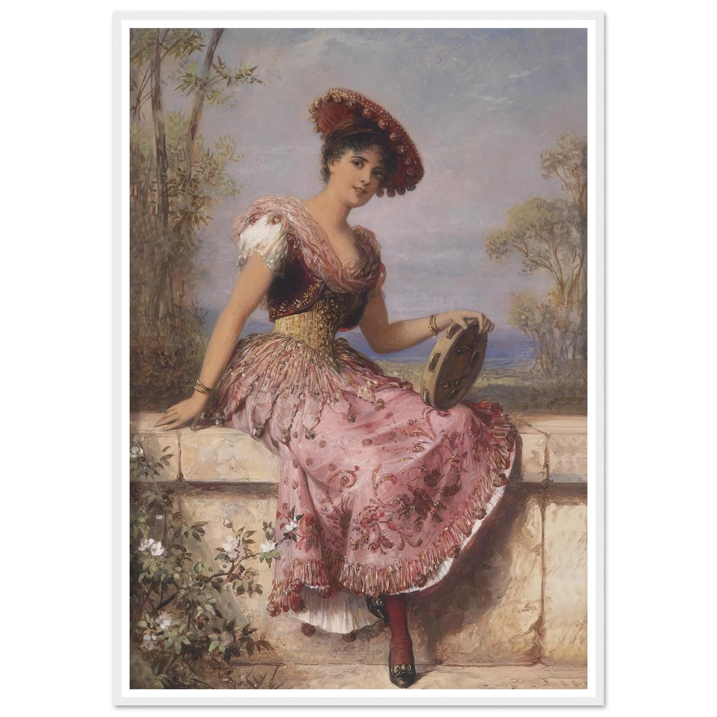 Young tambourine player Art Print | Carl Schweninger Jr-Quipham Collections