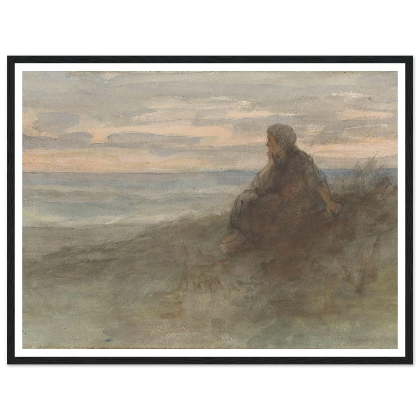 Zittende vrouw op een duin bij zee (c. 1834 - c. 1911) Art Print | Jozef Israels-Quipham Collections
