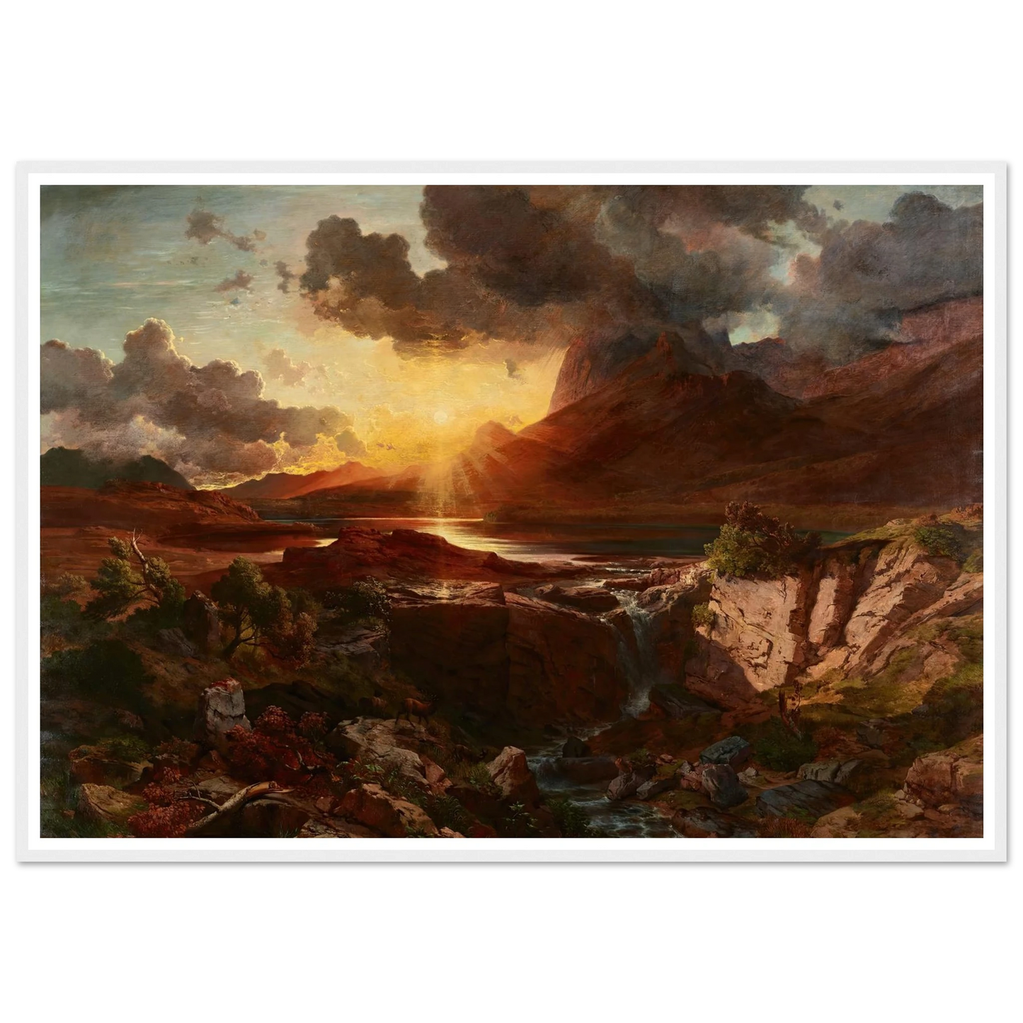 Sonnenuntergang am Hintersee in Berchtesgaden (1858) Art Print | Albert Zimmermann-Quipham Collections