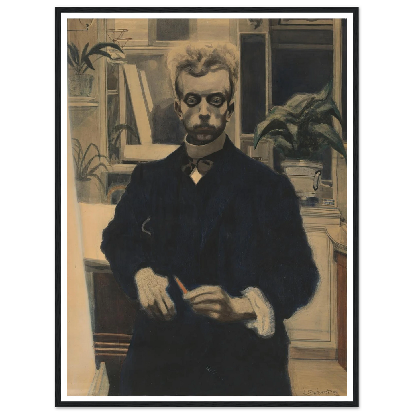 Zelfportret met rood potlood (1908) Art Print | Leon Spilliaert-Quipham Collections