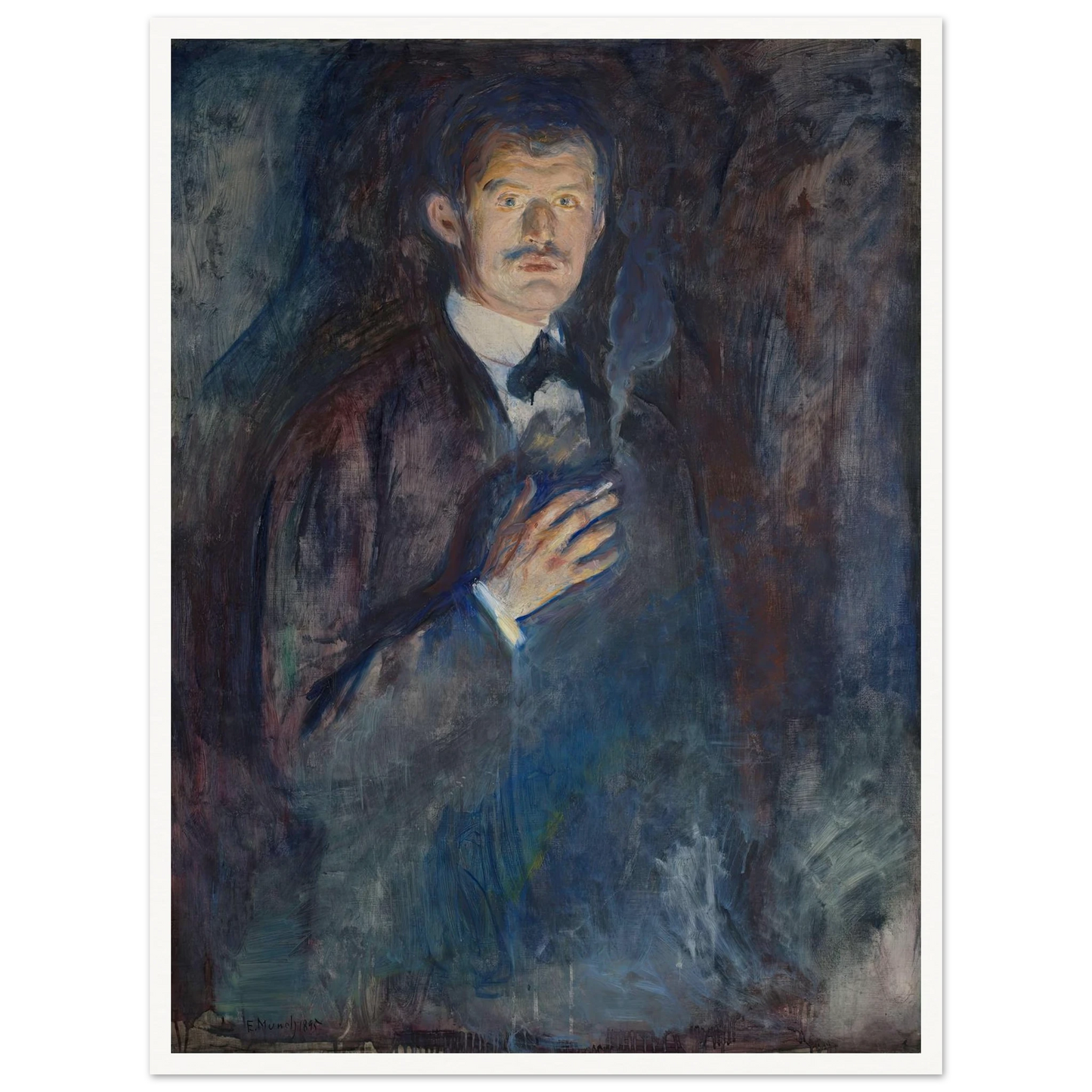 Self-Portrait with Cigarette (1895) Art Print | Edvard Munch-Quipham Collections