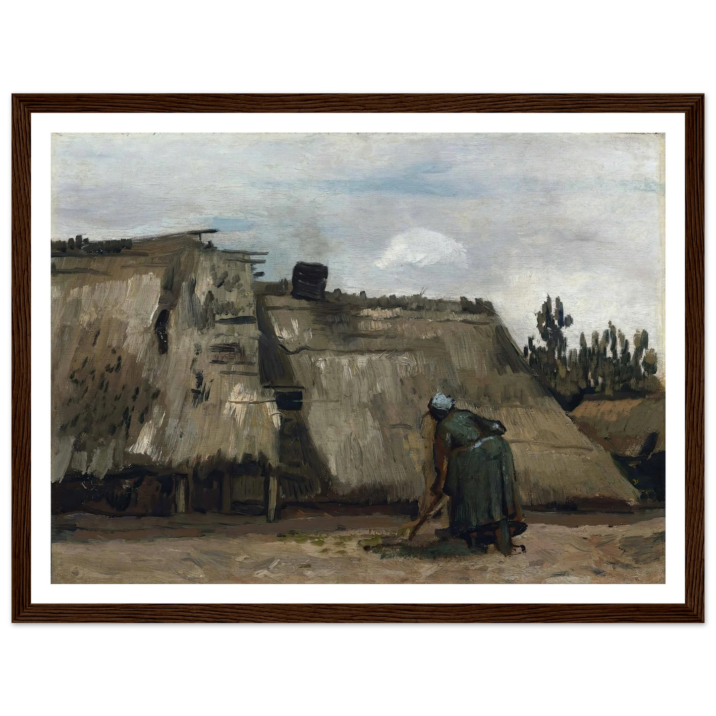 A Peasant Woman Digging in Front of Her Cottage (c. 1885) Art Print | Vincent van Gogh-Quipham Collections
