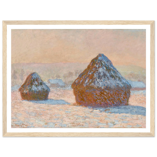 Wheatstacks, Snow Effect, Morning (1891) Art Print | Claude Monet-Quipham Collections