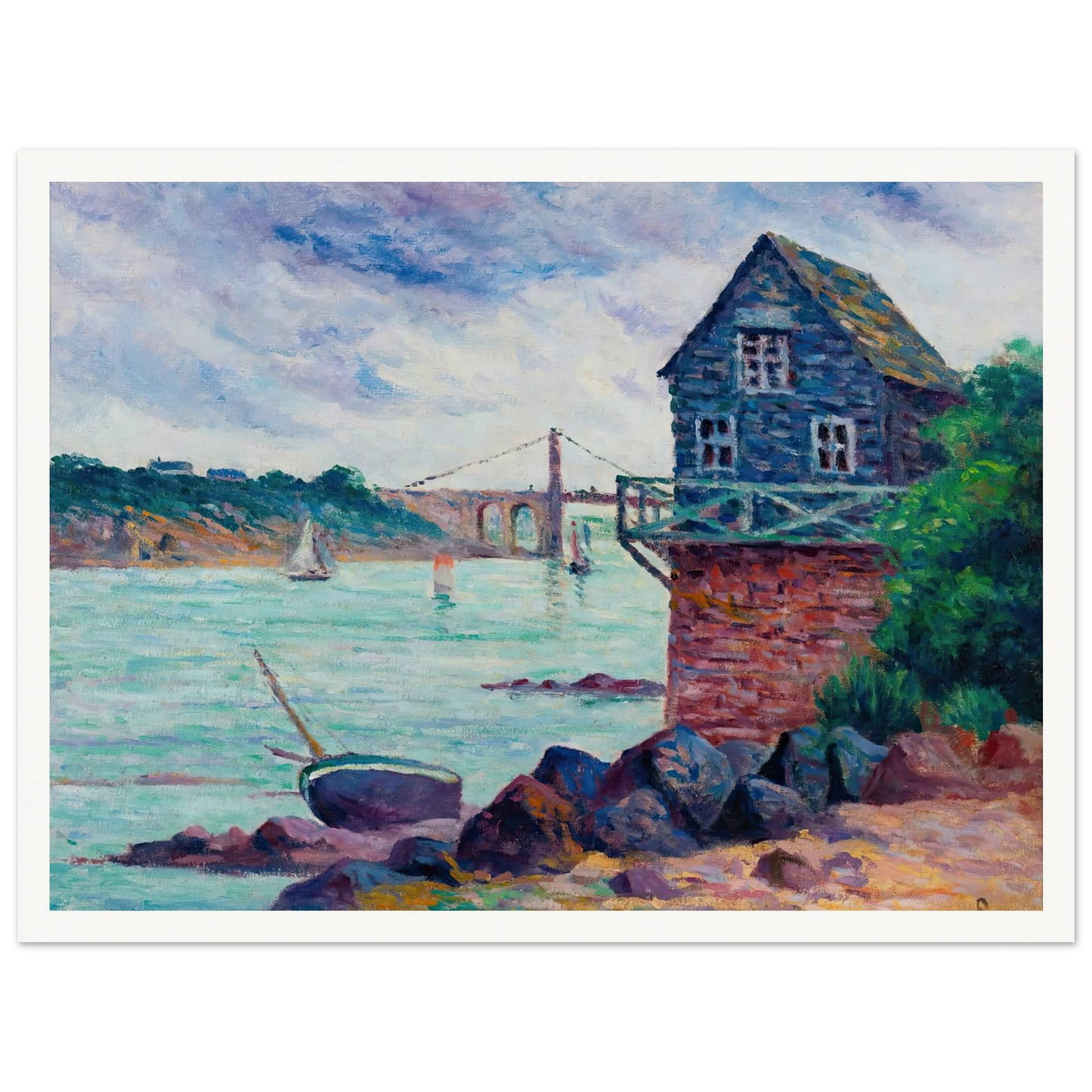 Lézardrieux, Le Pont Suspendu Art Print | Maximilien Luce-Quipham Collections