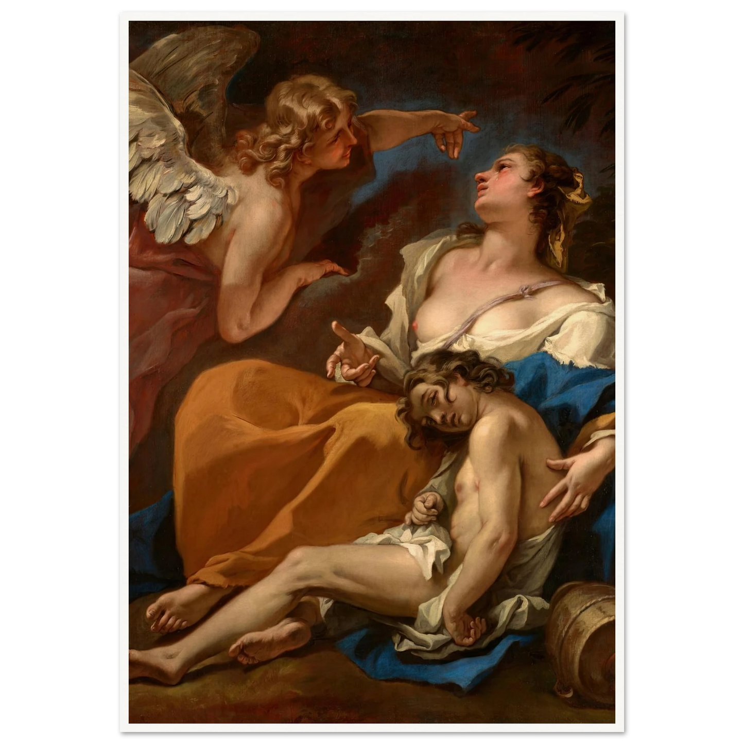 Hagar and Ishmael Saved by the Angel (About 1727-1728) Art Print | Sebastiano Ricci-Quipham Collections