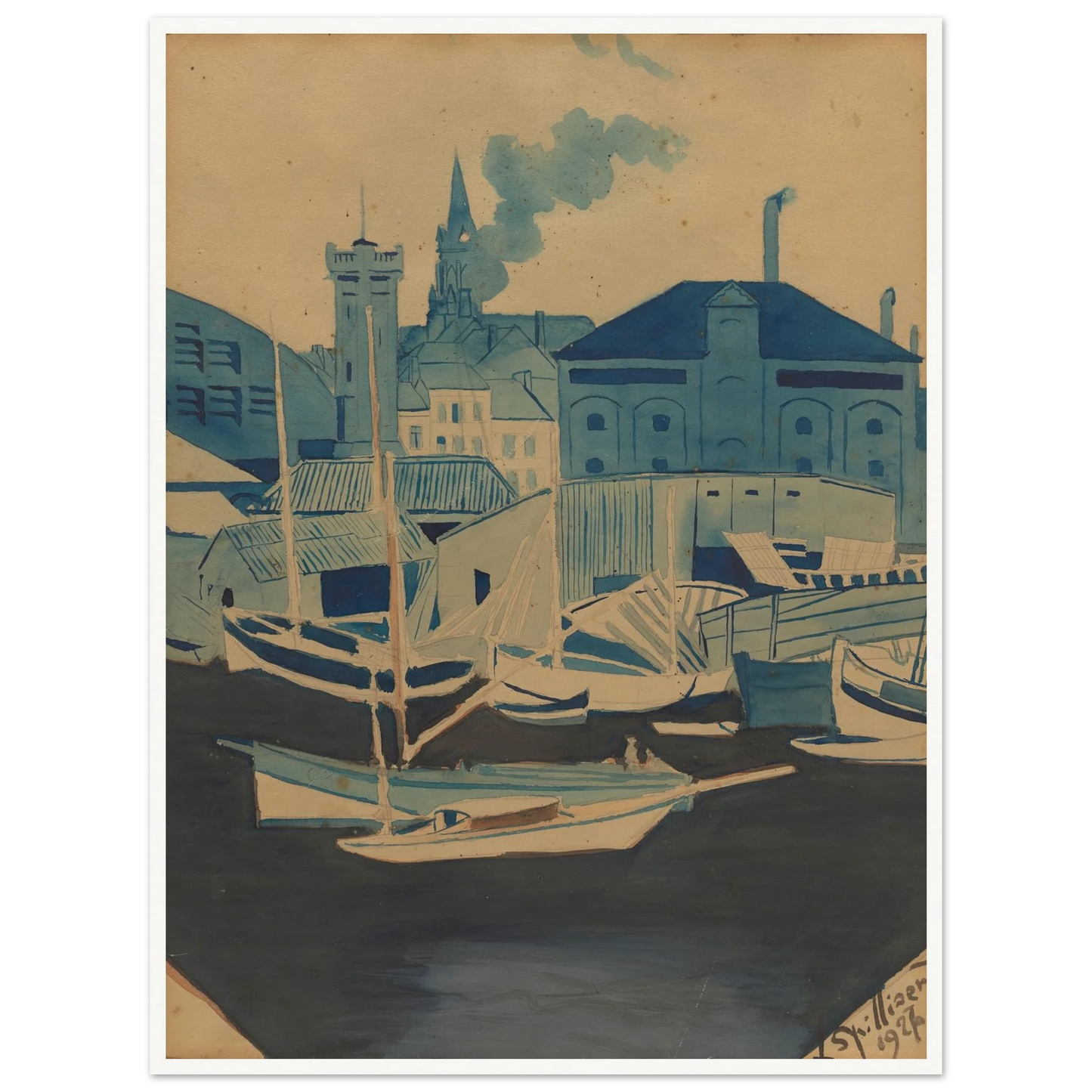 Havenzicht (1927) Art Print | Leon Spilliaert-Quipham Collections