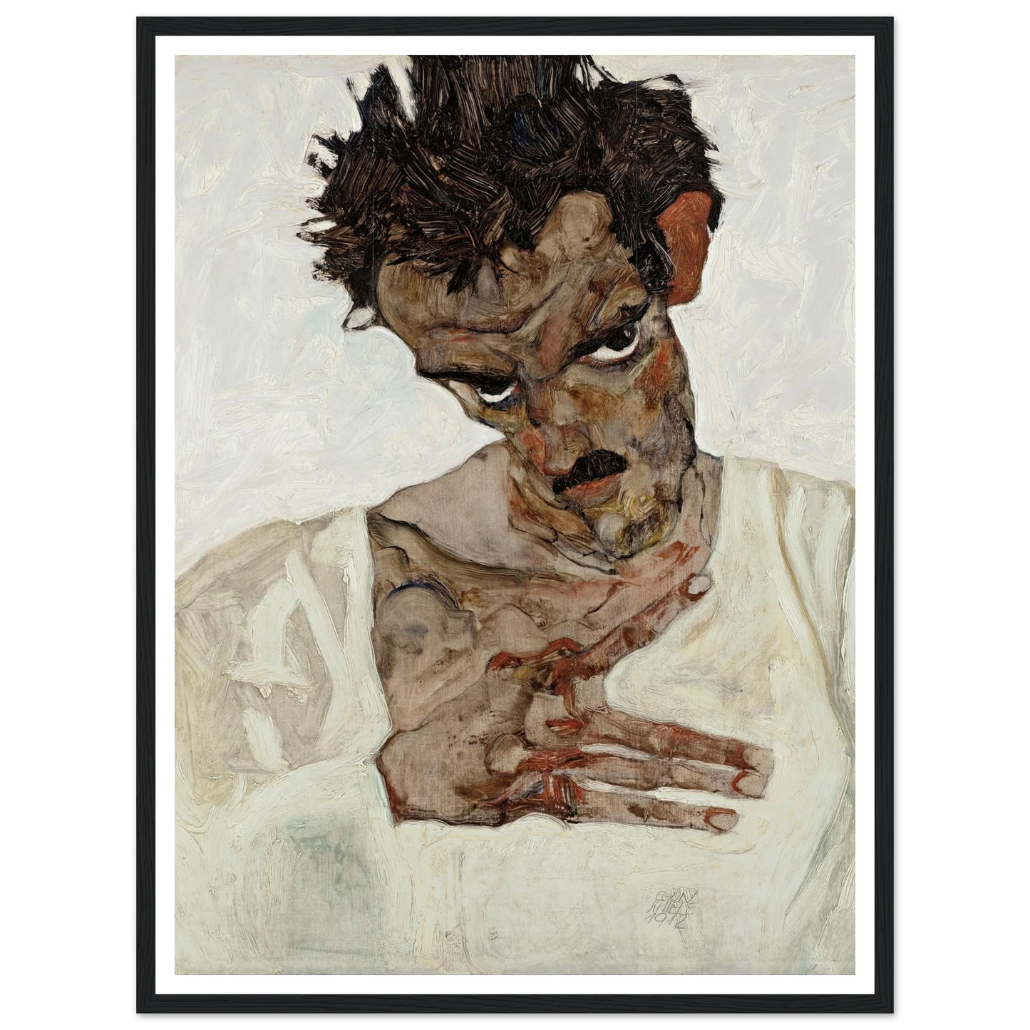 Self-Portrait With Lowered Head (1912) Art Print | Egon Schiele-Quipham Collections