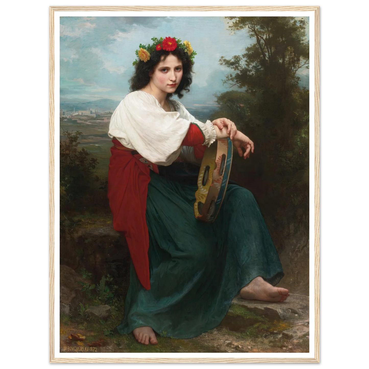 L’Italienne au Tambour de Basque (1872) Art Print | William Bouguereau-Quipham Collections