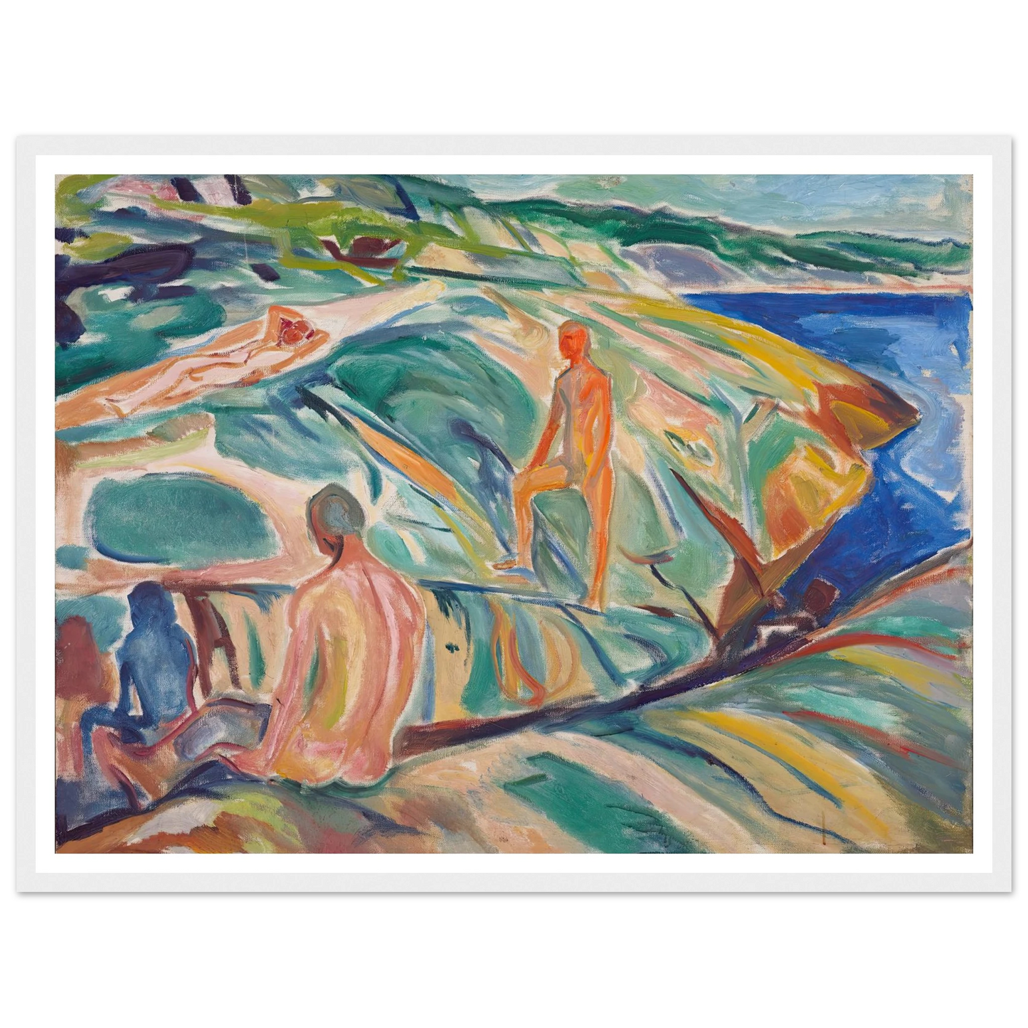 Bathing Men on Rocks (1915) Art Print | Edvard Munch-Quipham Collections