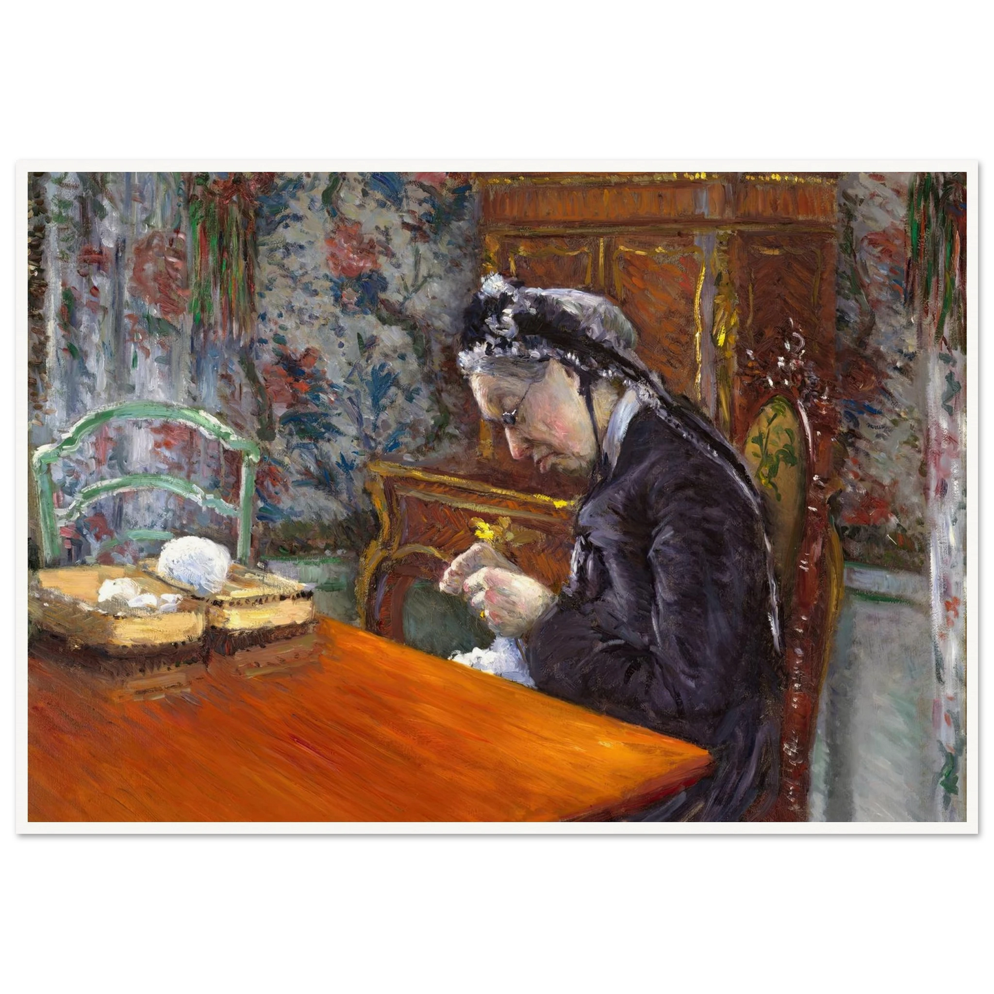 Mademoiselle Boissière Knitting (1877) Art Print | Gustave Caillebotte-Quipham Collections