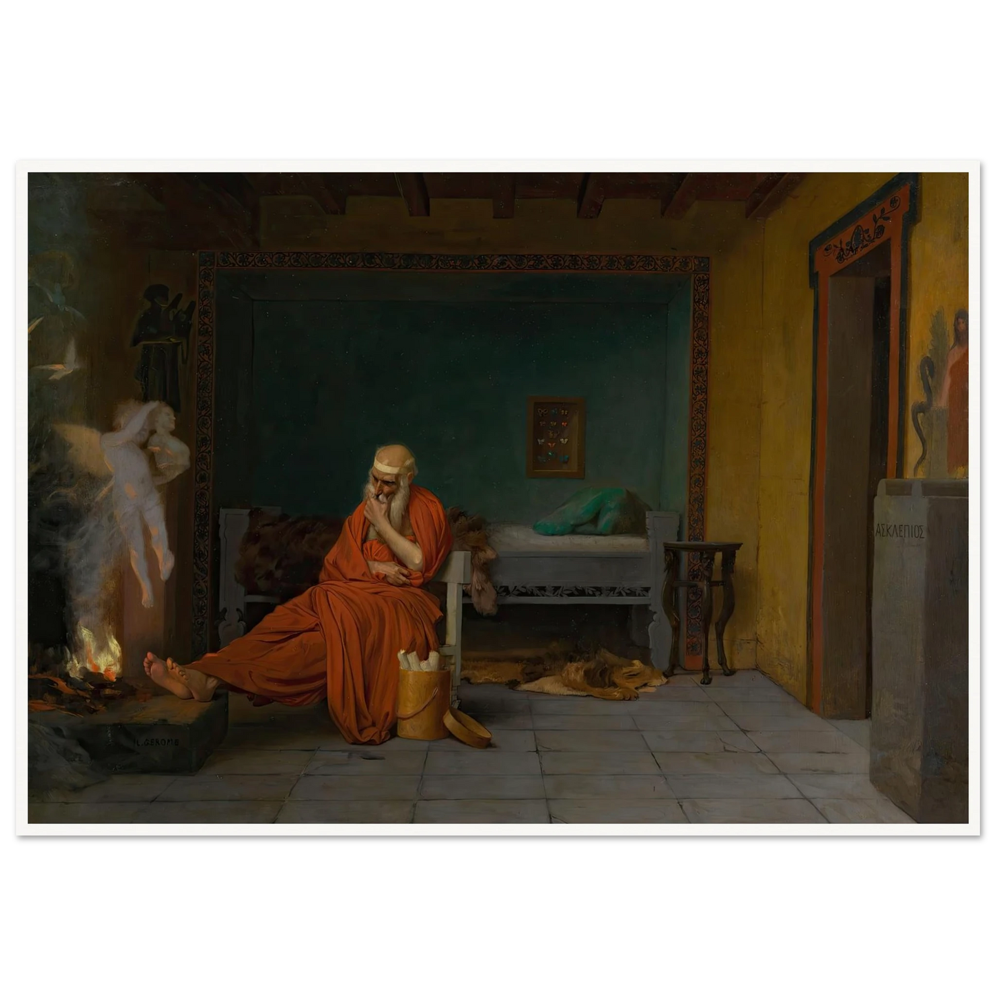The Poet Dreams of Cupid by the Fire Art Print | Jean Leon Gerome-Quipham Collections