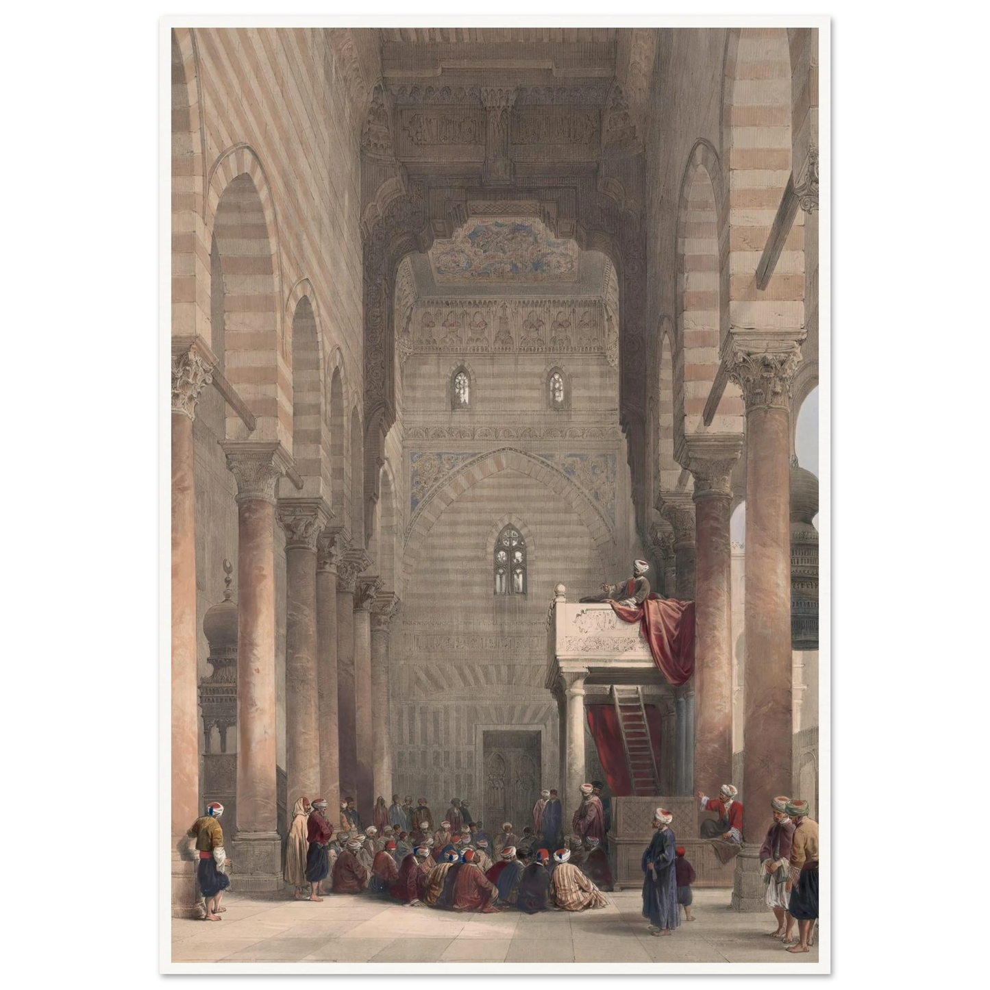 Interior of the mosque of the Metwalys [Metwalis]. (1846-1849) Art Print | David Roberts-Quipham Collections