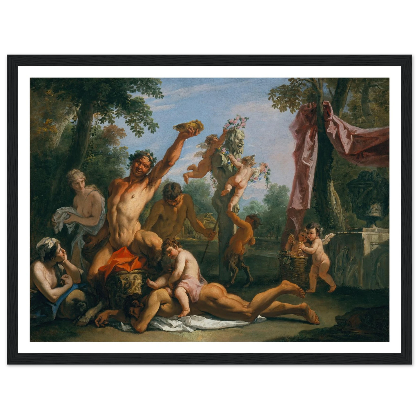 A Bacchanal Art Print | Sebastiano Ricci - Framed Poster - 30x40 cm / 12x16″ - Black frame