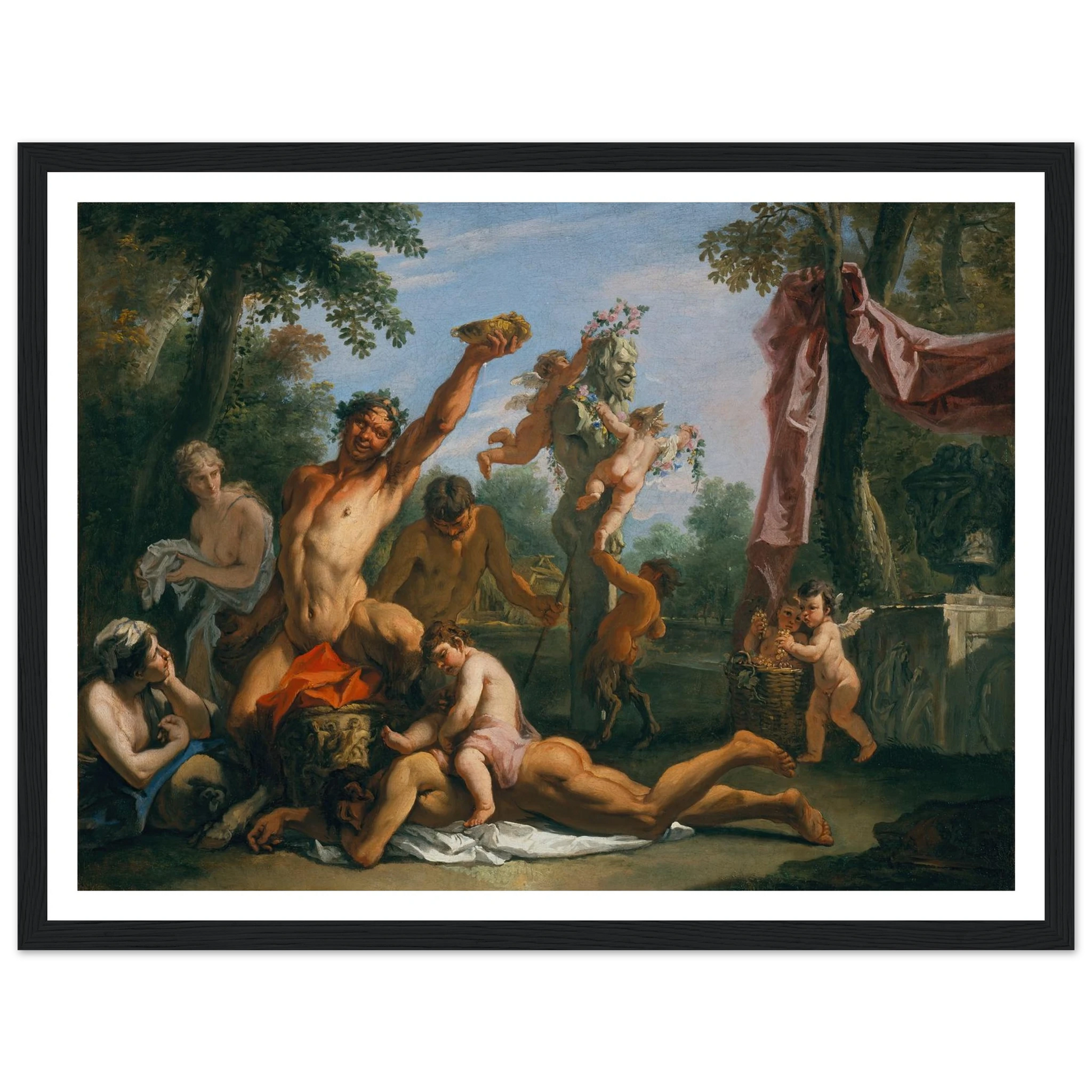 A Bacchanal Art Print | Sebastiano Ricci - Framed Poster - 30x40 cm / 12x16″ - Black frame