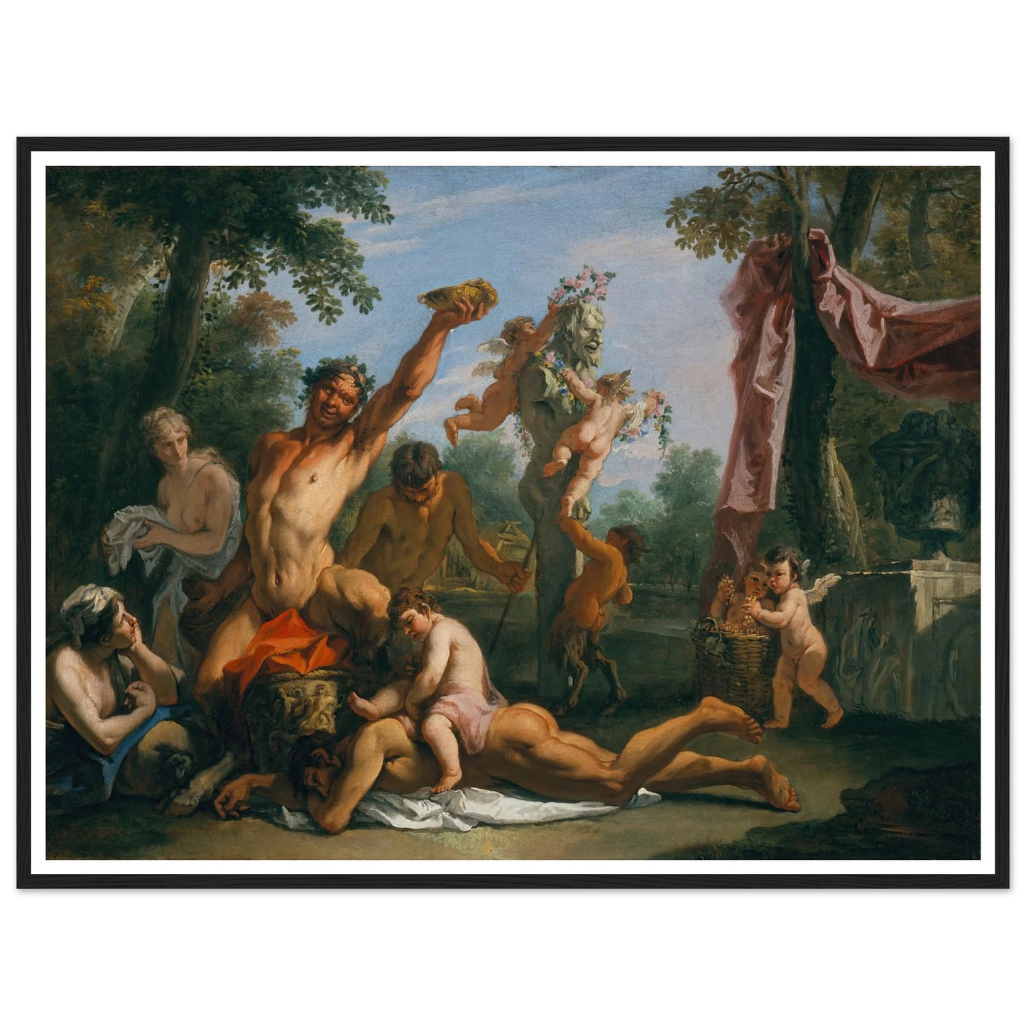 A Bacchanal Art Print | Sebastiano Ricci - Framed Poster - 30x40 cm / 12x16″ - Black frame