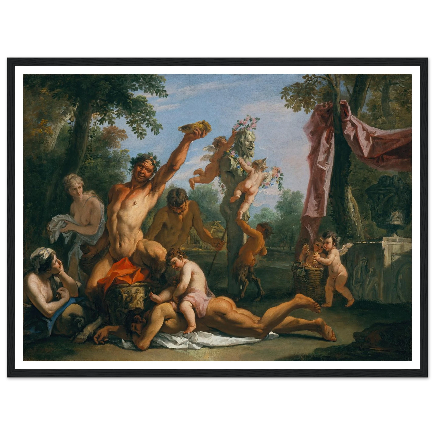 A Bacchanal Art Print | Sebastiano Ricci - Framed Poster - 30x40 cm / 12x16″ - Black frame