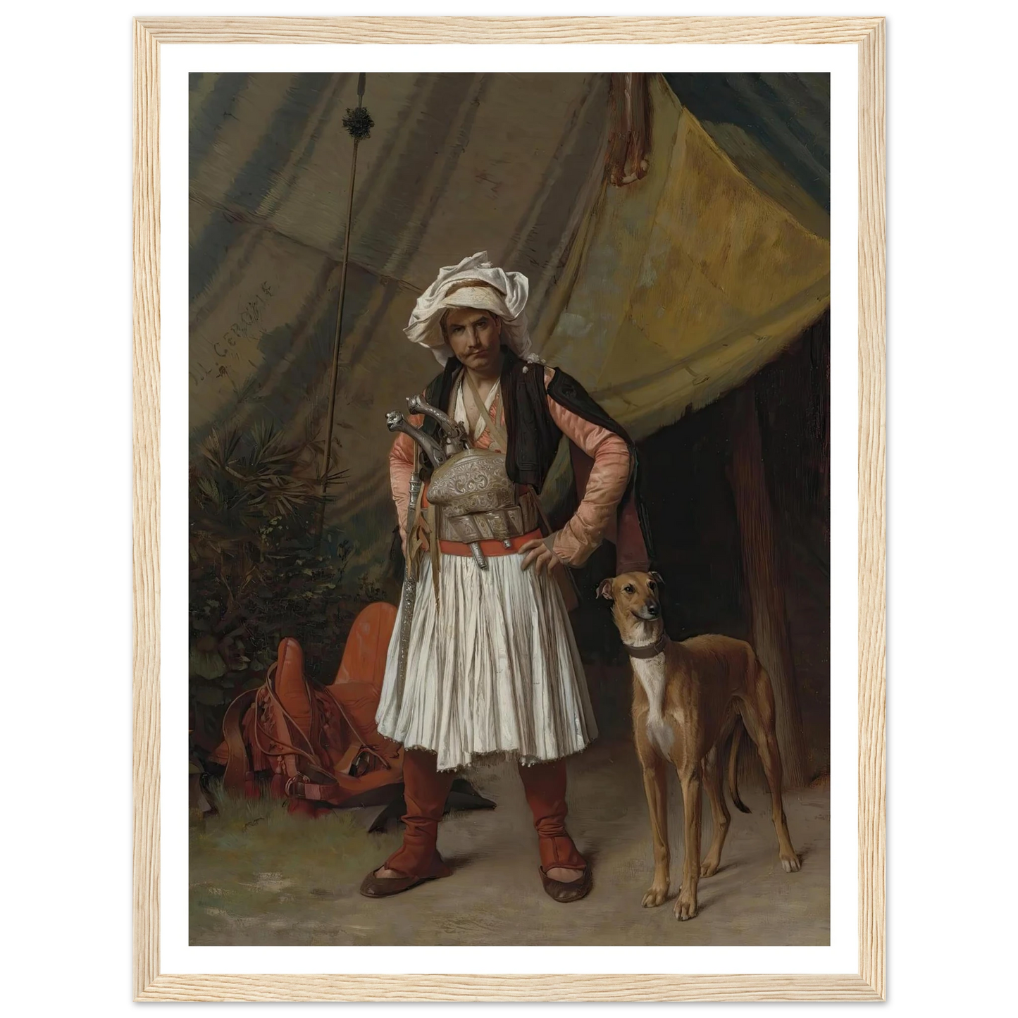 A Bashi-Bazouk And His Dog Art Print | Jean Leon Gerome - Framed Poster - 30x40 cm / 12x16″ - Black frame