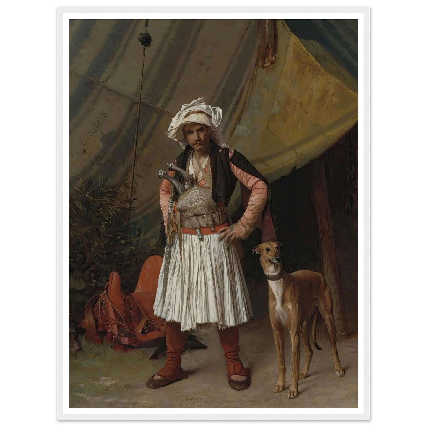 A Bashi-Bazouk And His Dog Art Print | Jean Leon Gerome - Framed Poster - 30x40 cm / 12x16″ - Black frame