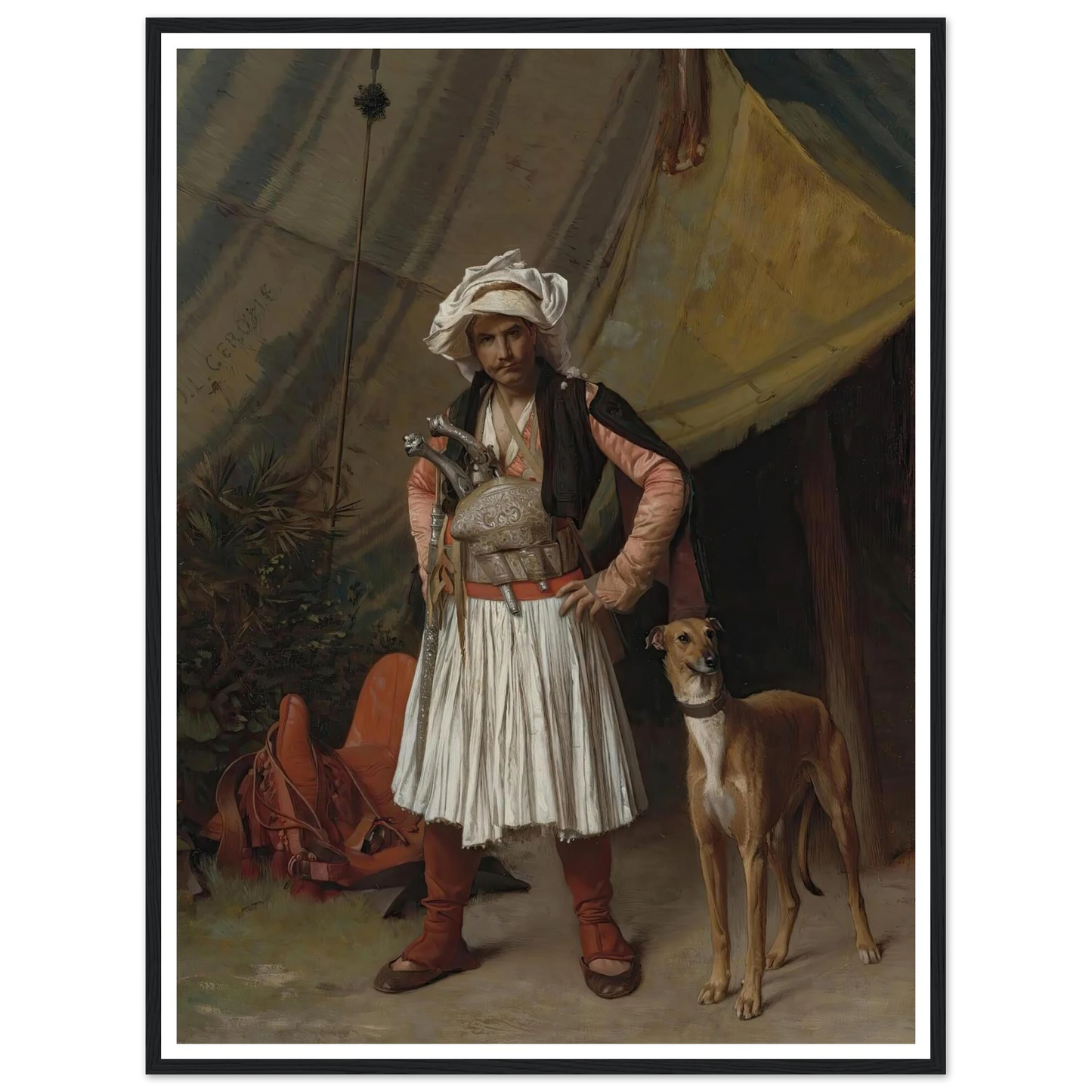 A Bashi-Bazouk And His Dog Art Print | Jean Leon Gerome - Framed Poster - 30x40 cm / 12x16″ - Black frame
