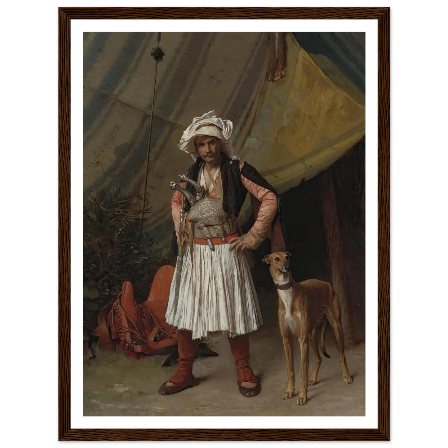 A Bashi-Bazouk And His Dog Art Print | Jean Leon Gerome - Framed Poster - 30x40 cm / 12x16″ - Black frame