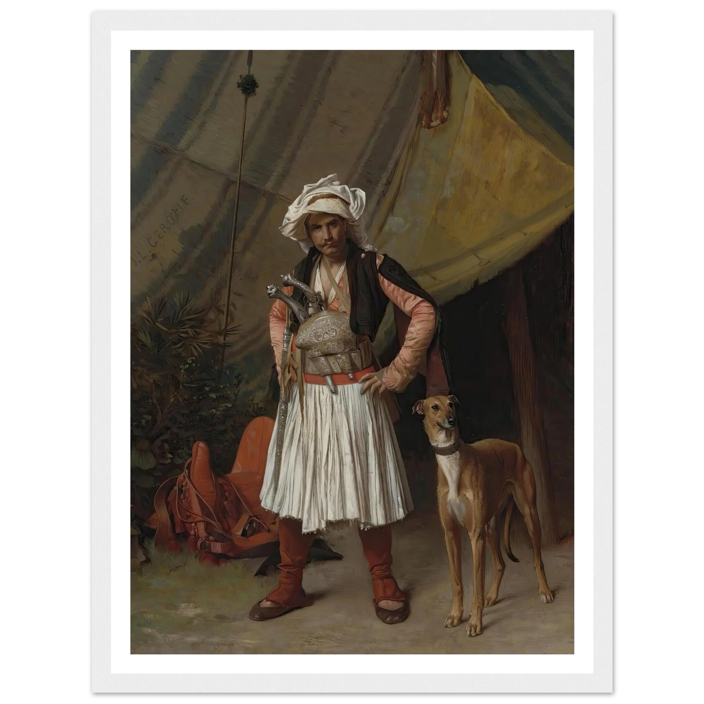 A Bashi-Bazouk And His Dog Art Print | Jean Leon Gerome - Framed Poster - 30x40 cm / 12x16″ - Black frame