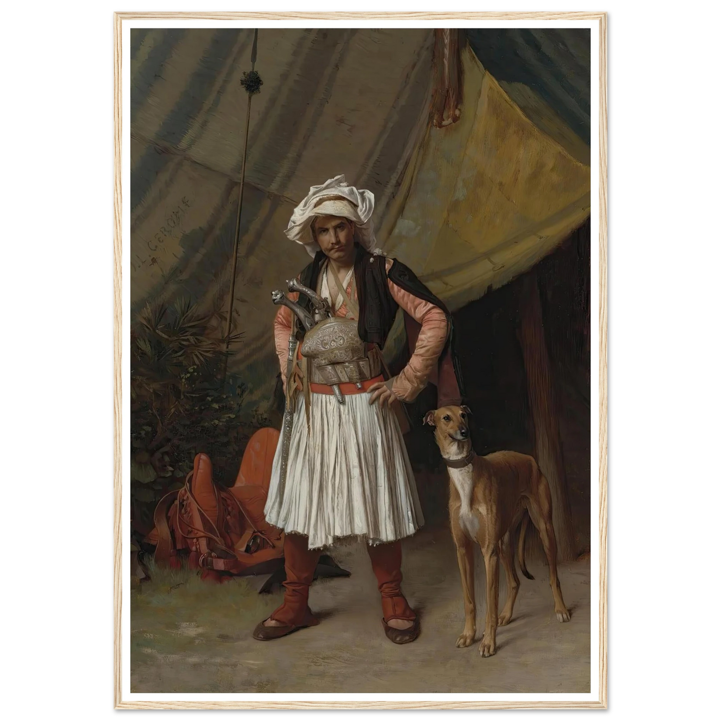 A Bashi-Bazouk And His Dog Art Print | Jean Leon Gerome - Framed Poster - 30x40 cm / 12x16″ - Black frame