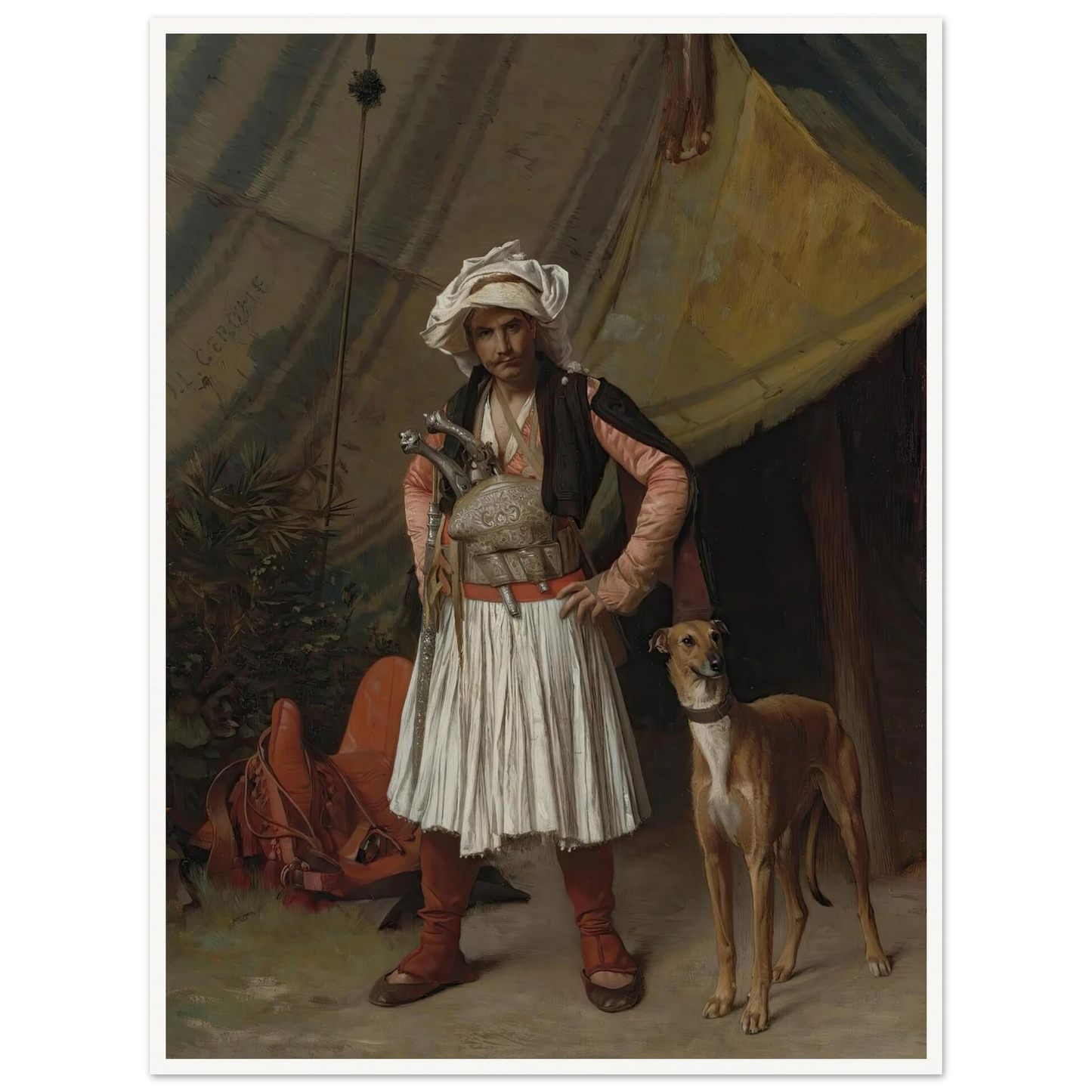 A Bashi-Bazouk And His Dog Art Print | Jean Leon Gerome - Framed Poster - 30x40 cm / 12x16″ - Black frame