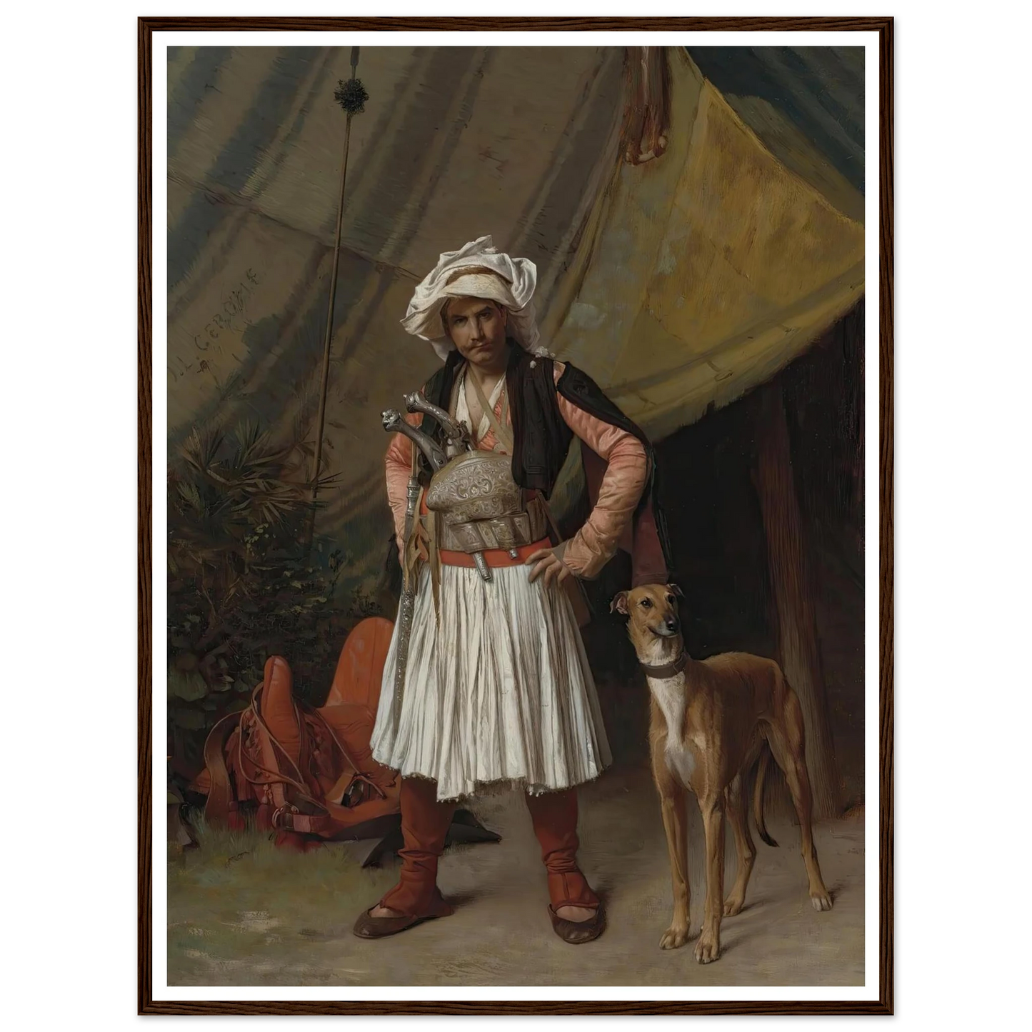 A Bashi-Bazouk And His Dog Art Print | Jean Leon Gerome - Framed Poster - 30x40 cm / 12x16″ - Black frame