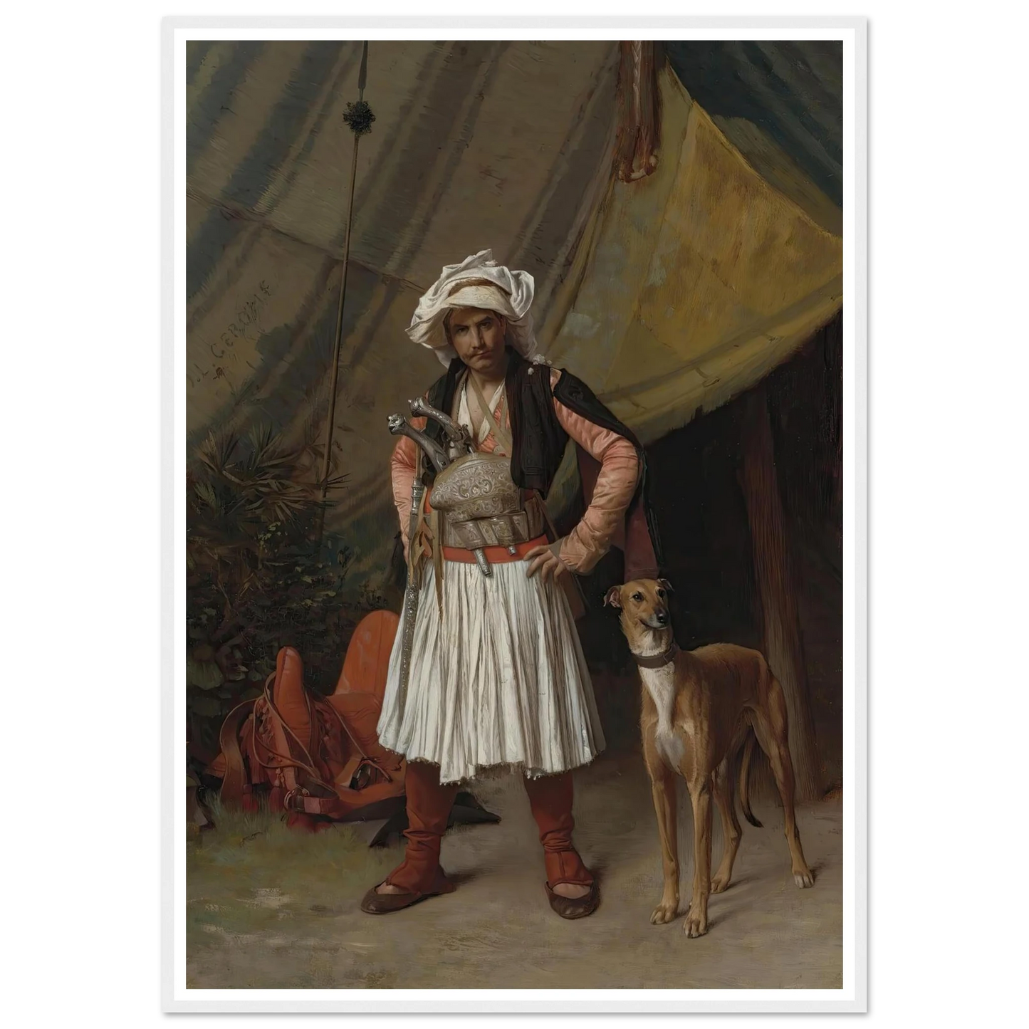 A Bashi-Bazouk And His Dog Art Print | Jean Leon Gerome - Framed Poster - 30x40 cm / 12x16″ - Black frame