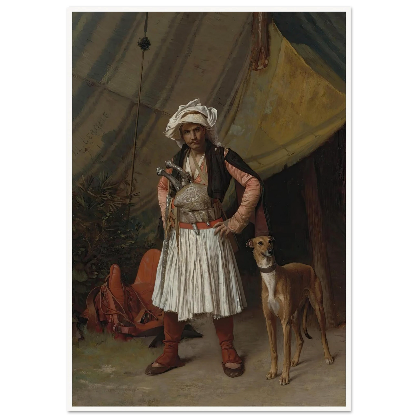 A Bashi-Bazouk And His Dog Art Print | Jean Leon Gerome - Framed Poster - 30x40 cm / 12x16″ - Black frame