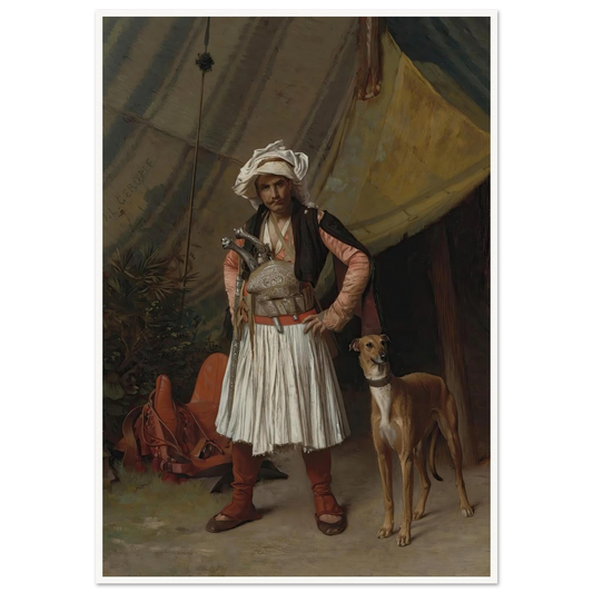 A Bashi-Bazouk And His Dog Art Print | Jean Leon Gerome - Framed Poster - 30x40 cm / 12x16″ - Black frame