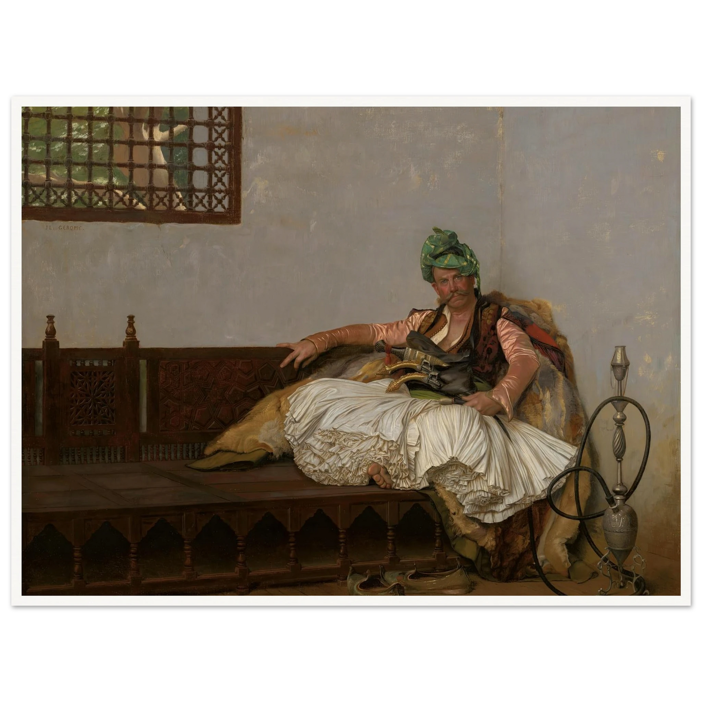 A Bashi-Bazouk Chieftan (circa 1880-82) Art Print | Jean Leon Gerome - Framed Poster - 30x40 cm / 12x16″ - Black frame