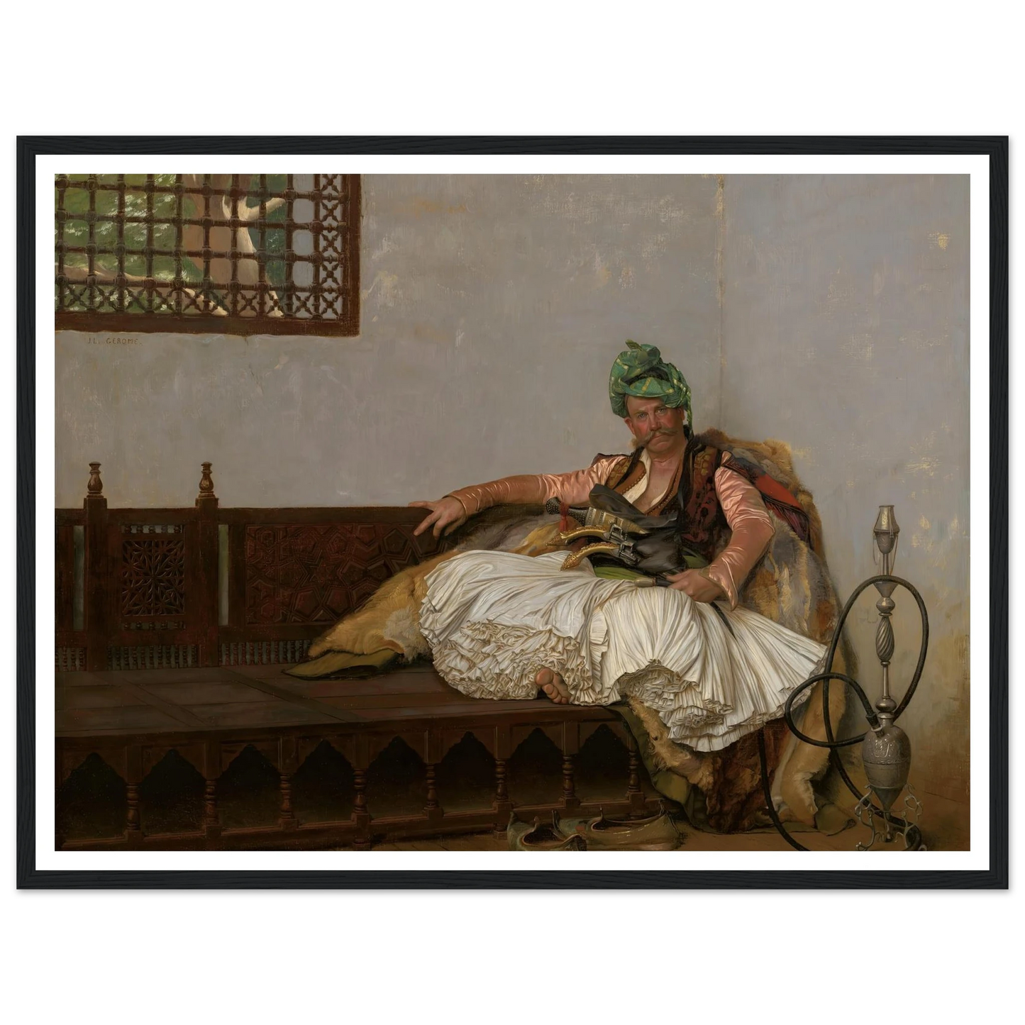 A Bashi-Bazouk Chieftan (circa 1880-82) Art Print | Jean Leon Gerome - Framed Poster - 30x40 cm / 12x16″ - Black frame