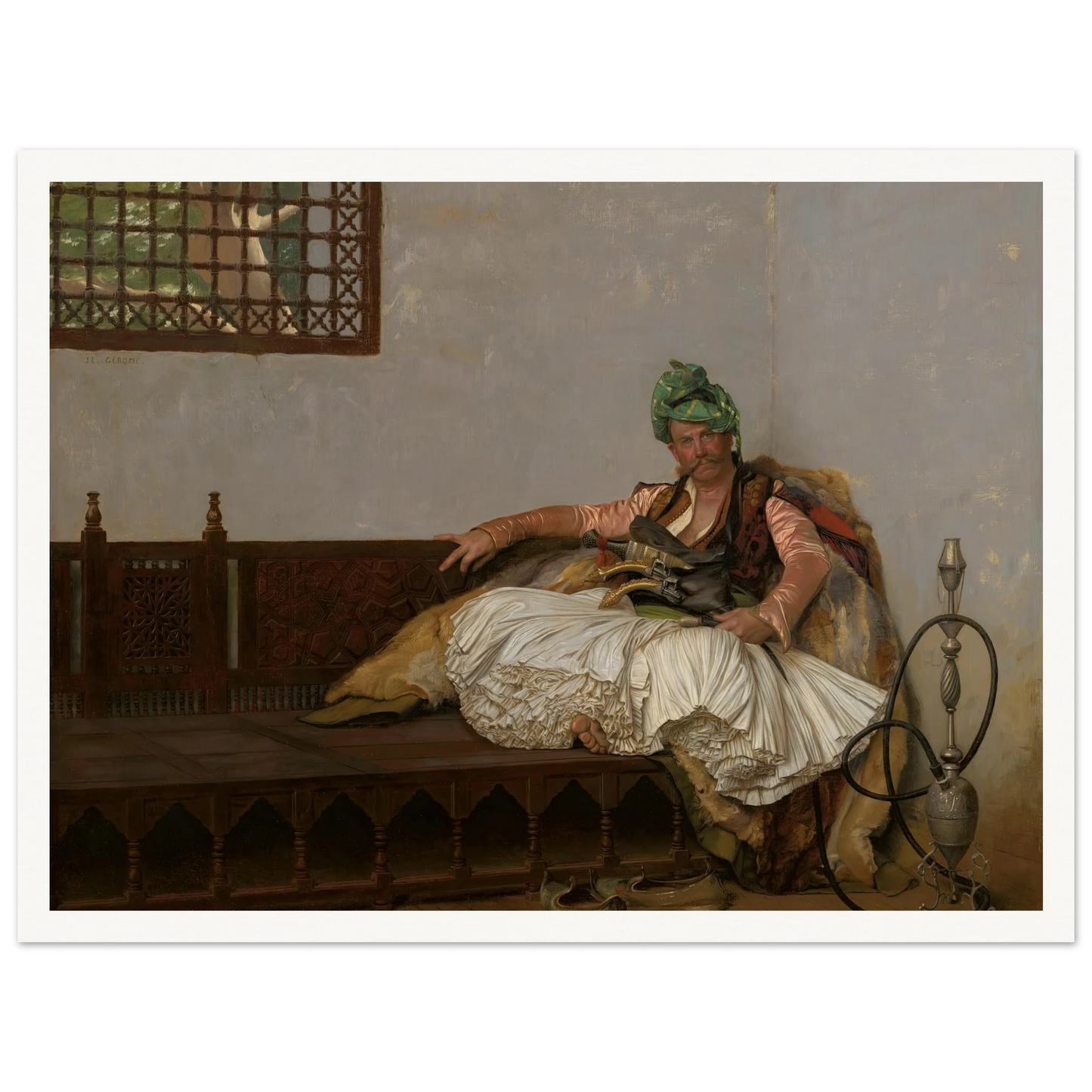 A Bashi-Bazouk Chieftan (circa 1880-82) Art Print | Jean Leon Gerome - Framed Poster - 30x40 cm / 12x16″ - Black frame