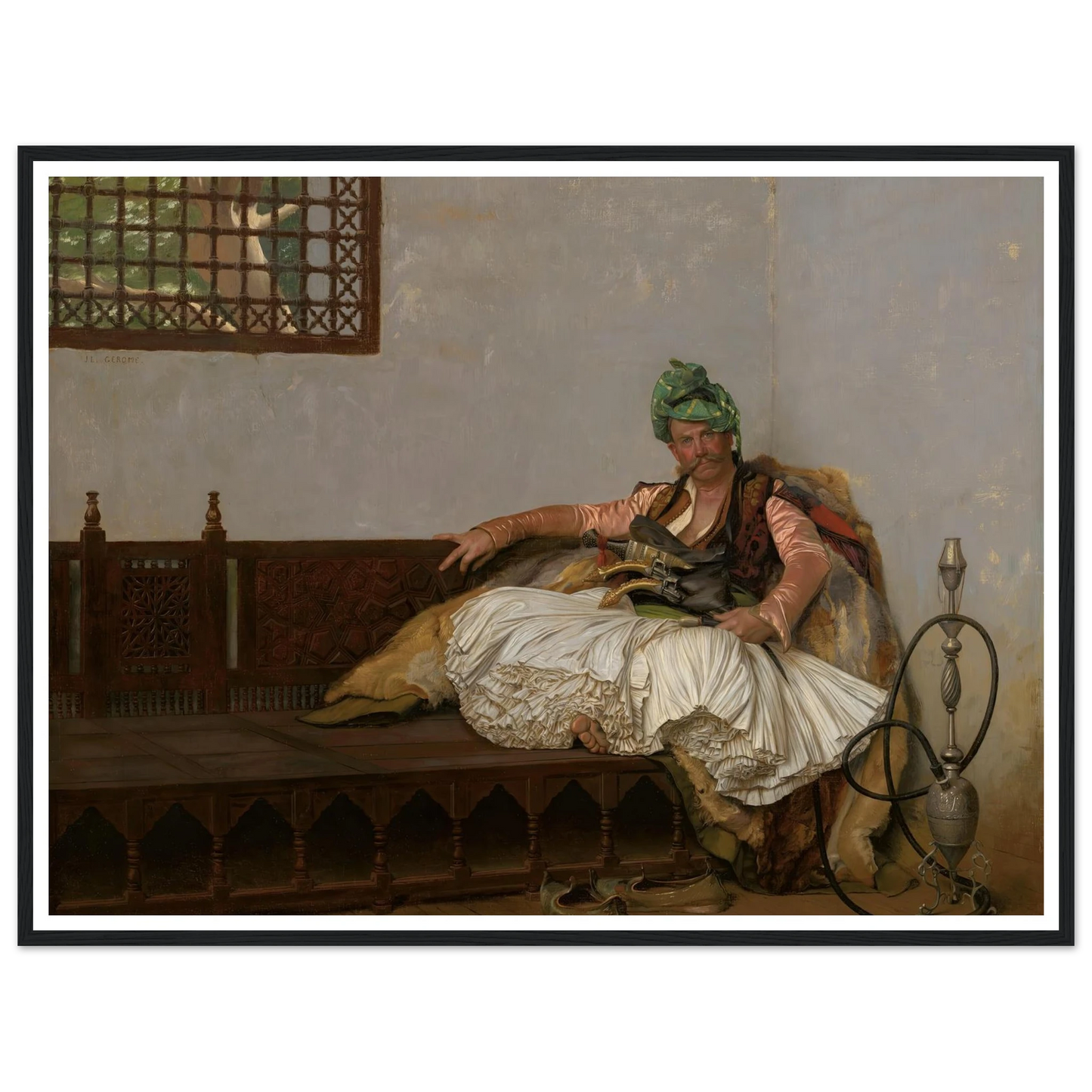A Bashi-Bazouk Chieftan (circa 1880-82) Art Print | Jean Leon Gerome - Framed Poster - 30x40 cm / 12x16″ - Black frame